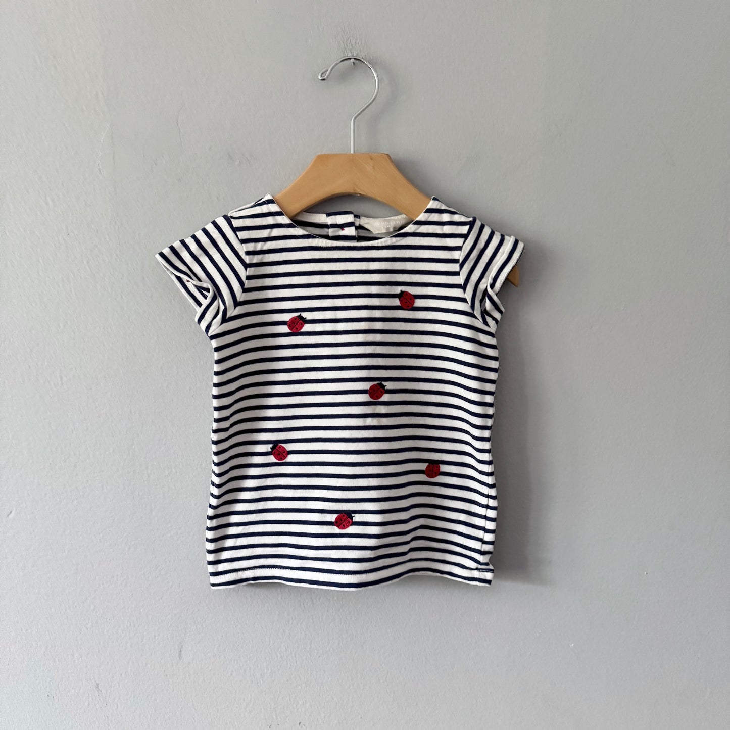 John Lewis / Stripe x ladybug short sleeve / 3-4Y