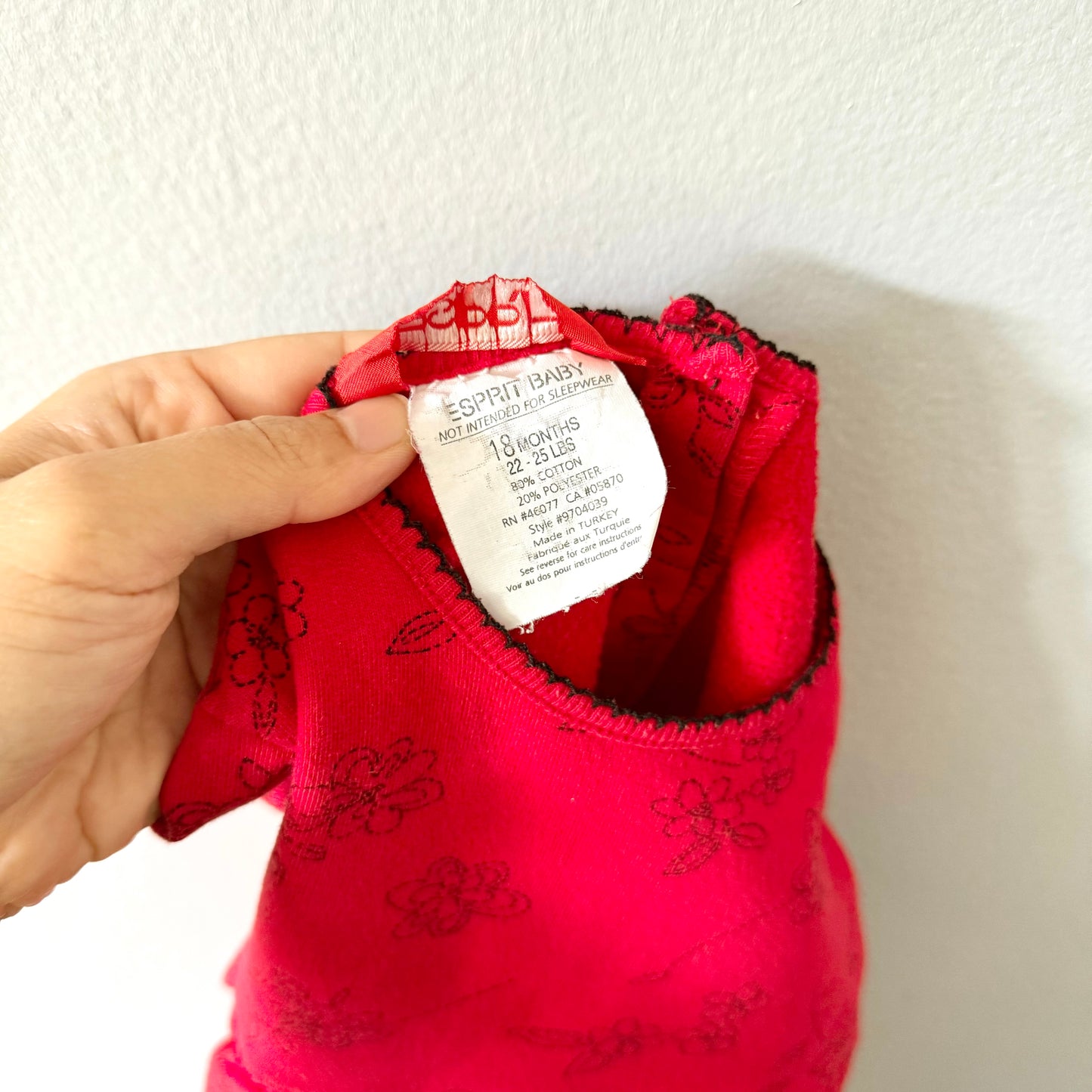 Vintage Esprit baby / Red x floral short sleeve dress / 18M