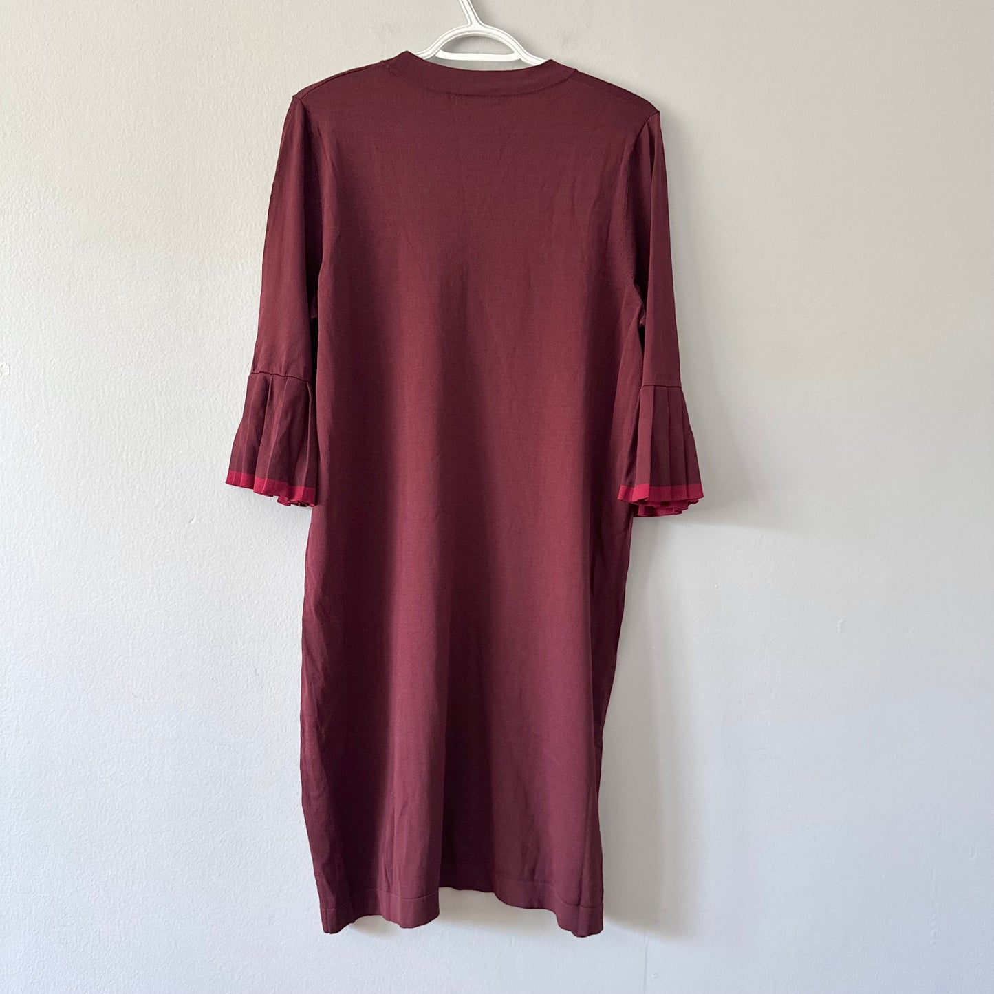 COS / Burgundy ruffle sleeve dress / Women L