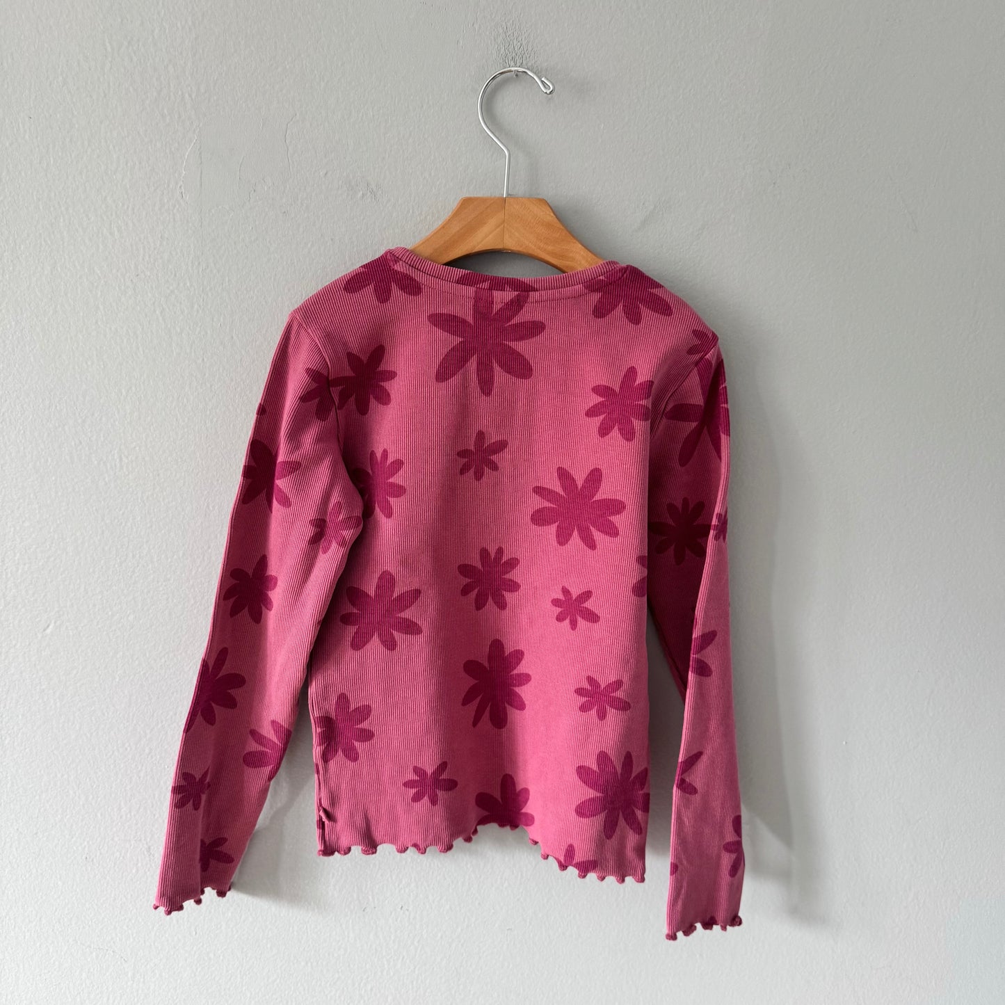 Cool club / Pink x floral ribbed long sleeve / 140(8-9Y)