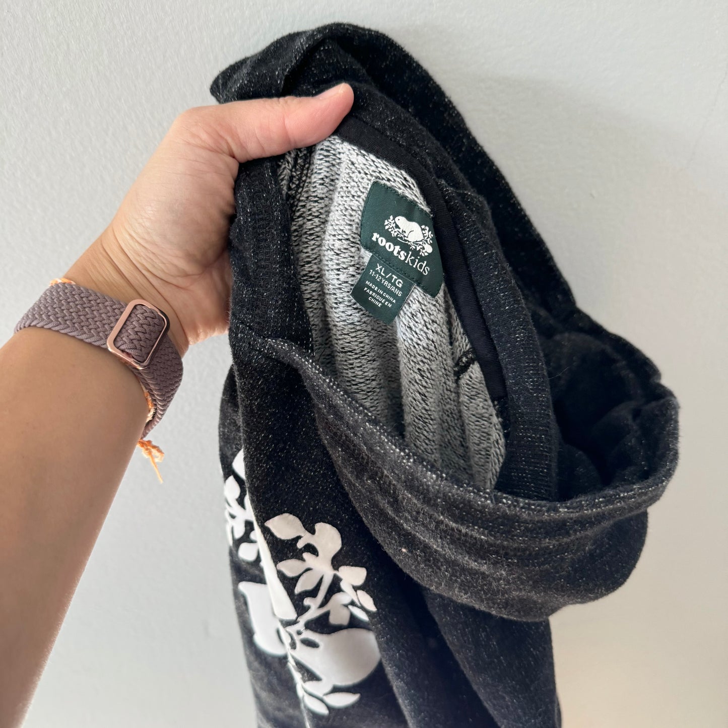 Roots / Black salt and pepper hoodie / 11-12Y