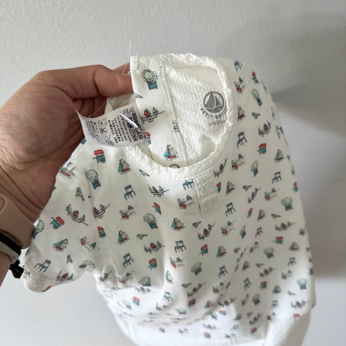 Petit Bateau / White romper / 6M - Brand new