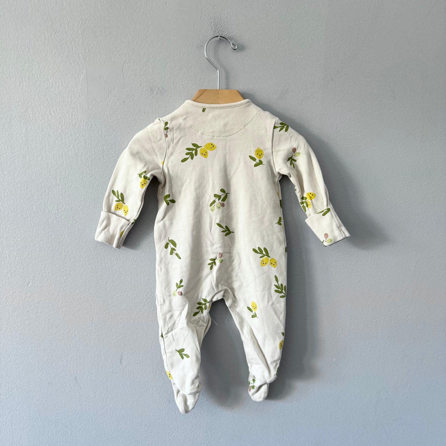 John Lewis / Beige x olive romper / 3-6M