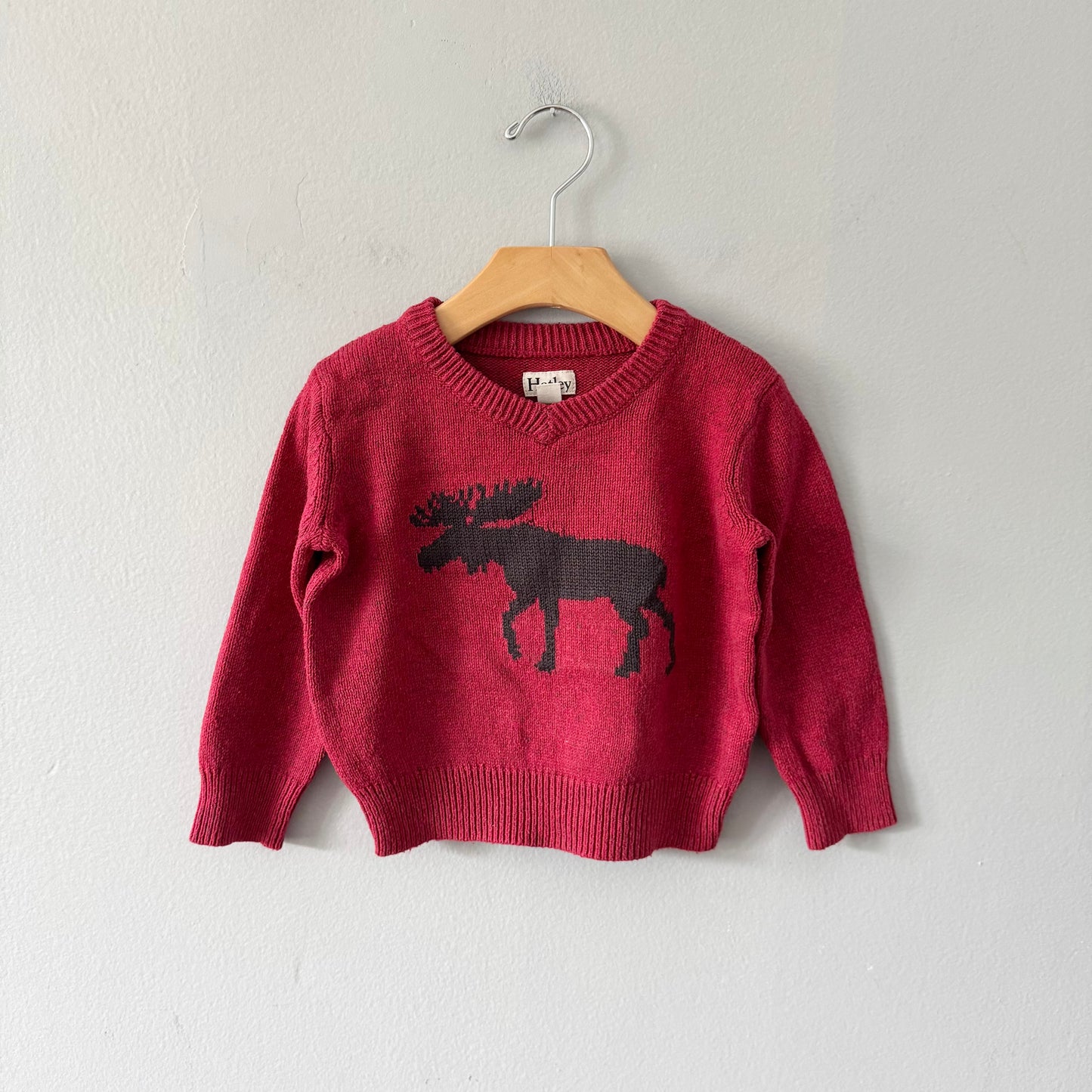 Hatley / Red x moose knit pullover / 2Y
