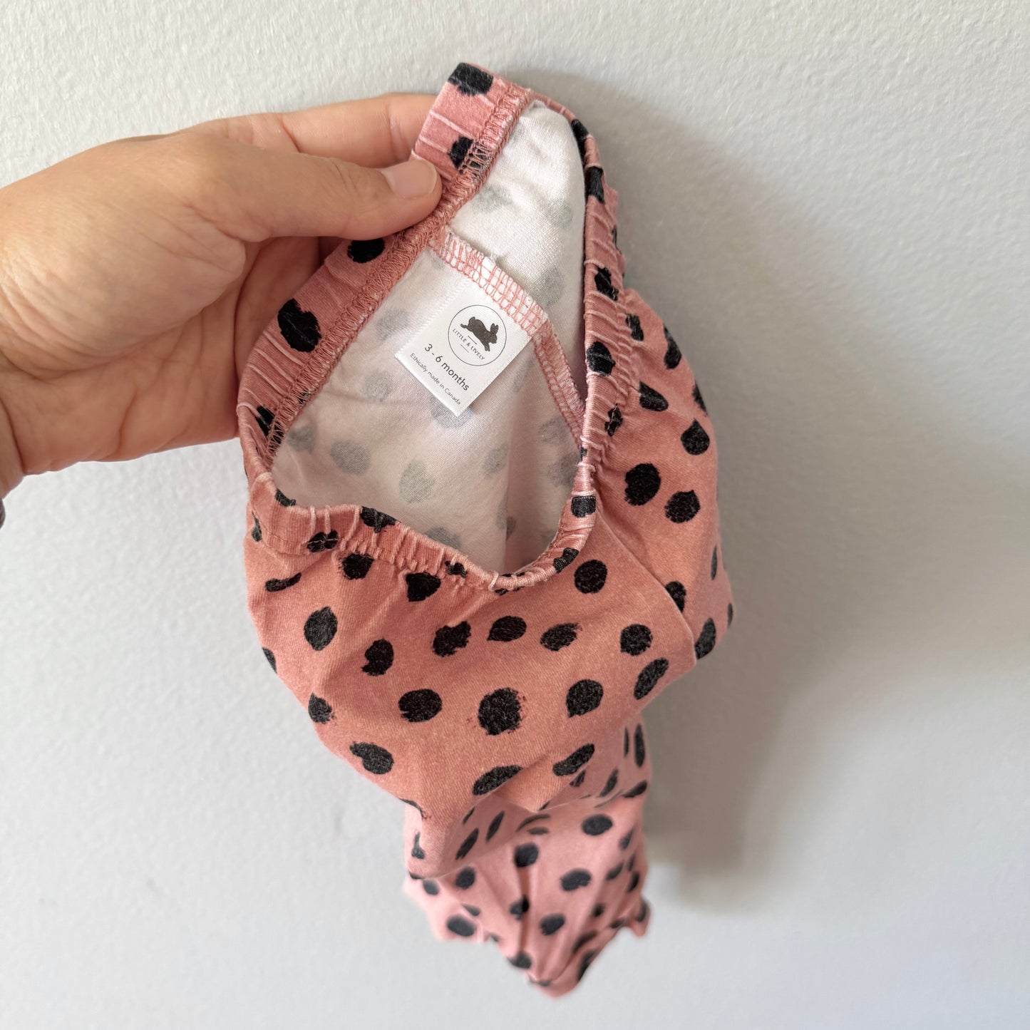 Little & Livey / Orange x black dots leggings / 3-6M