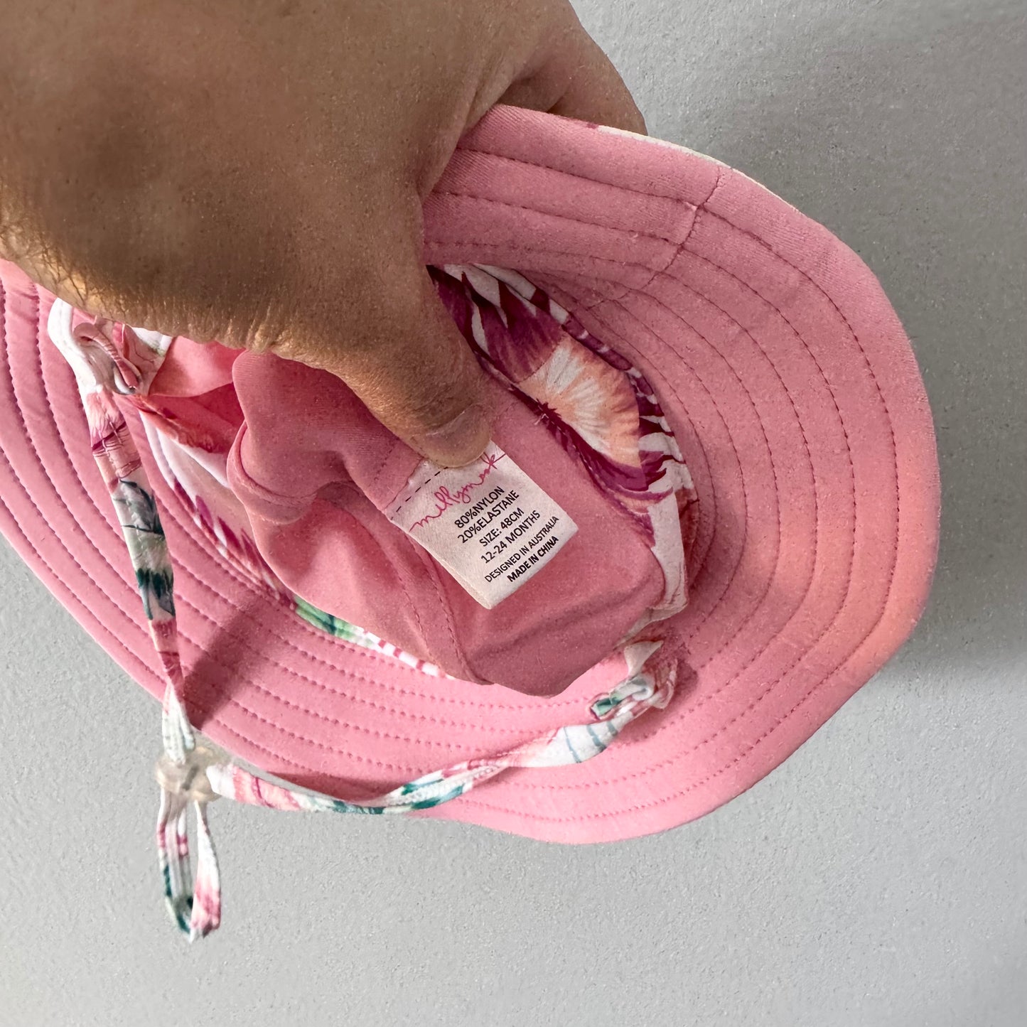 Millymook / Pink nylon water hat / 12-24M