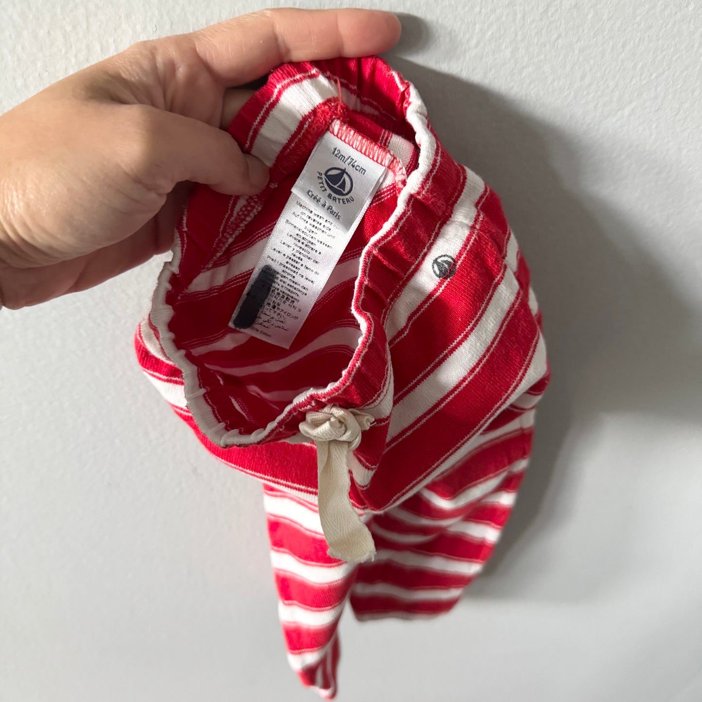 Petit Bateau / Red stripe pants / 12M