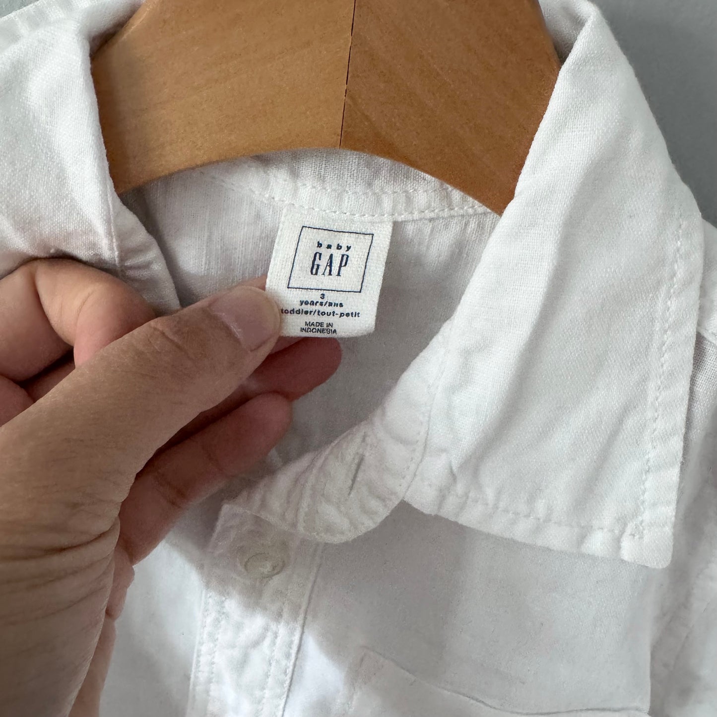 Gap / White cotton x linen shirt / 3Y