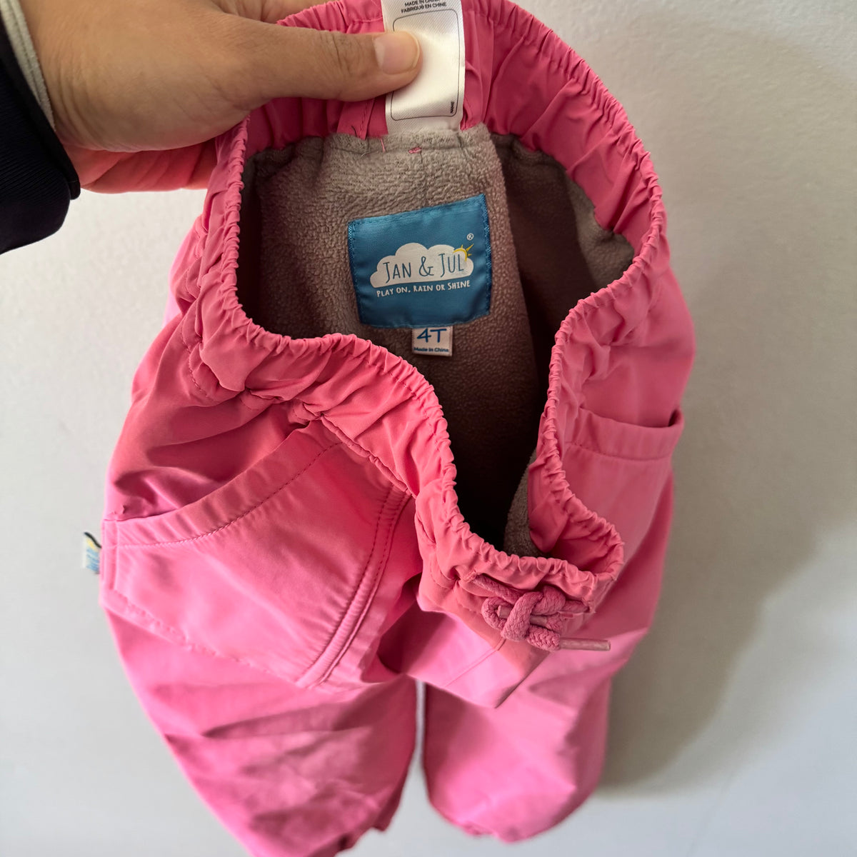 Jan & Jul / Fleece lined splash pants - pink / 4Y