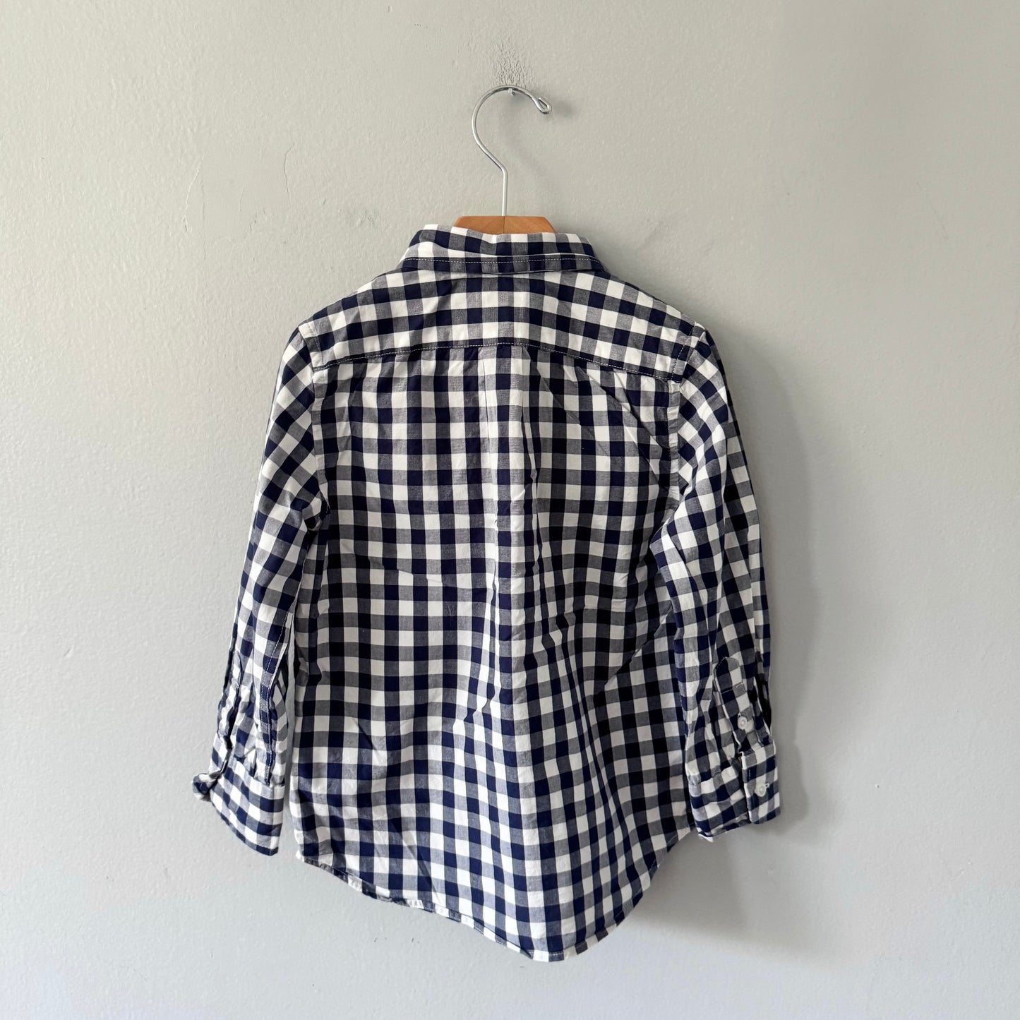 Crewcuts / Navy white gingham shirt / 3Y