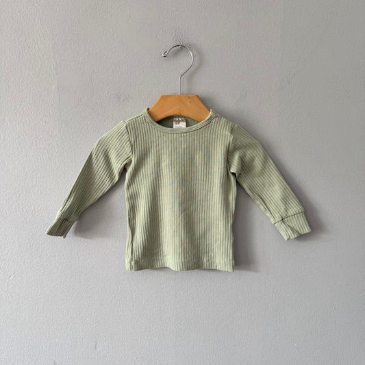 H&M / Light green ribbed long sleeve top / 4-6M