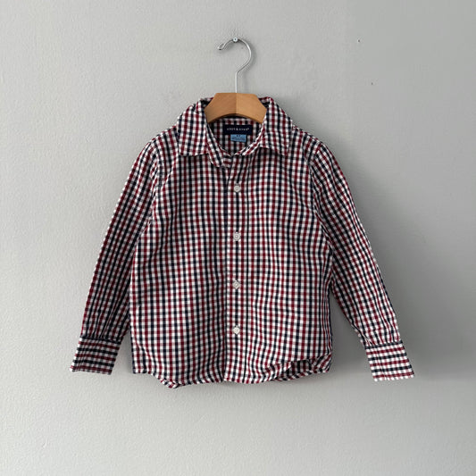 Andy & Evan / Red navy white gingham check shirt / 4T