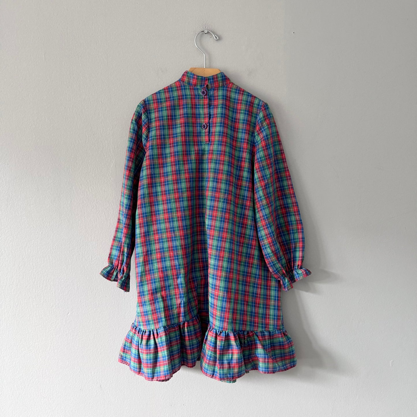 Vintage / Nadia Red blue green checked dress / 5-6Y