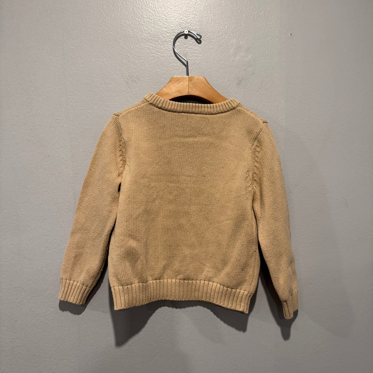 Little English / Beige cotton knit pullover / 4T