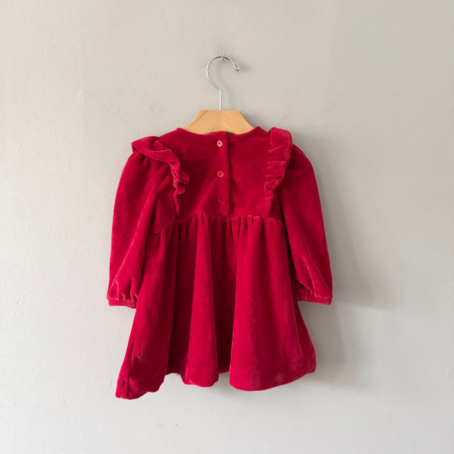 Rise Little Earthling / Red velour dress / 6-9M