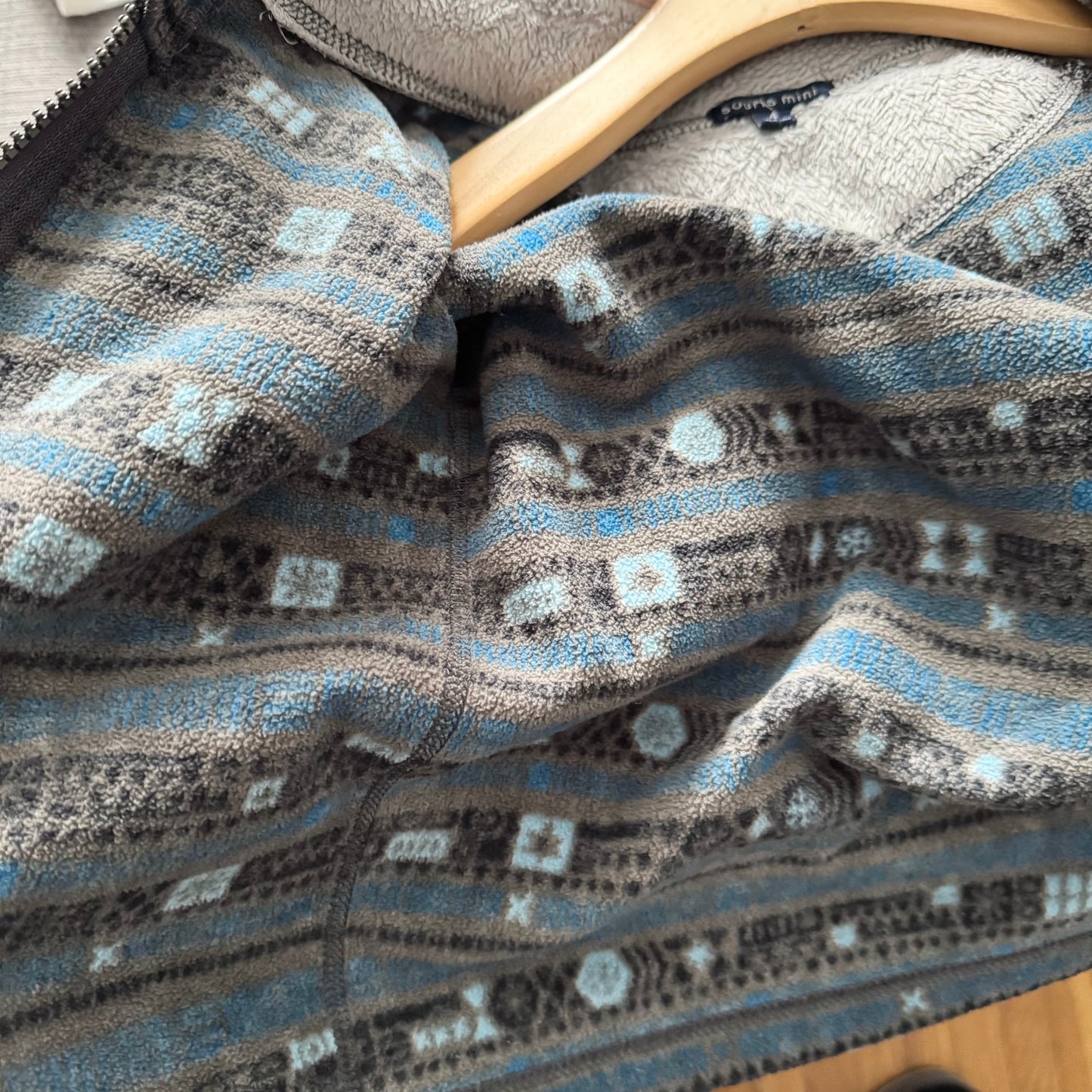 Souris Mini / Grey x blue fleece zip up / 4Y