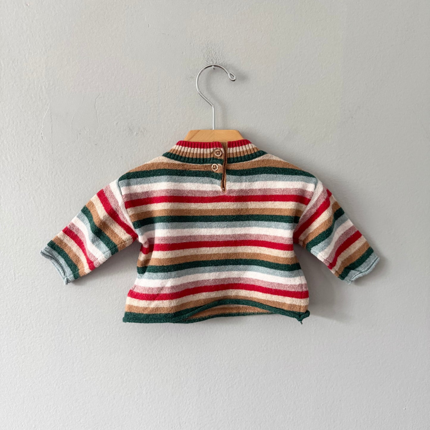 Gap / Red green stripe knit pullover / 0-3M