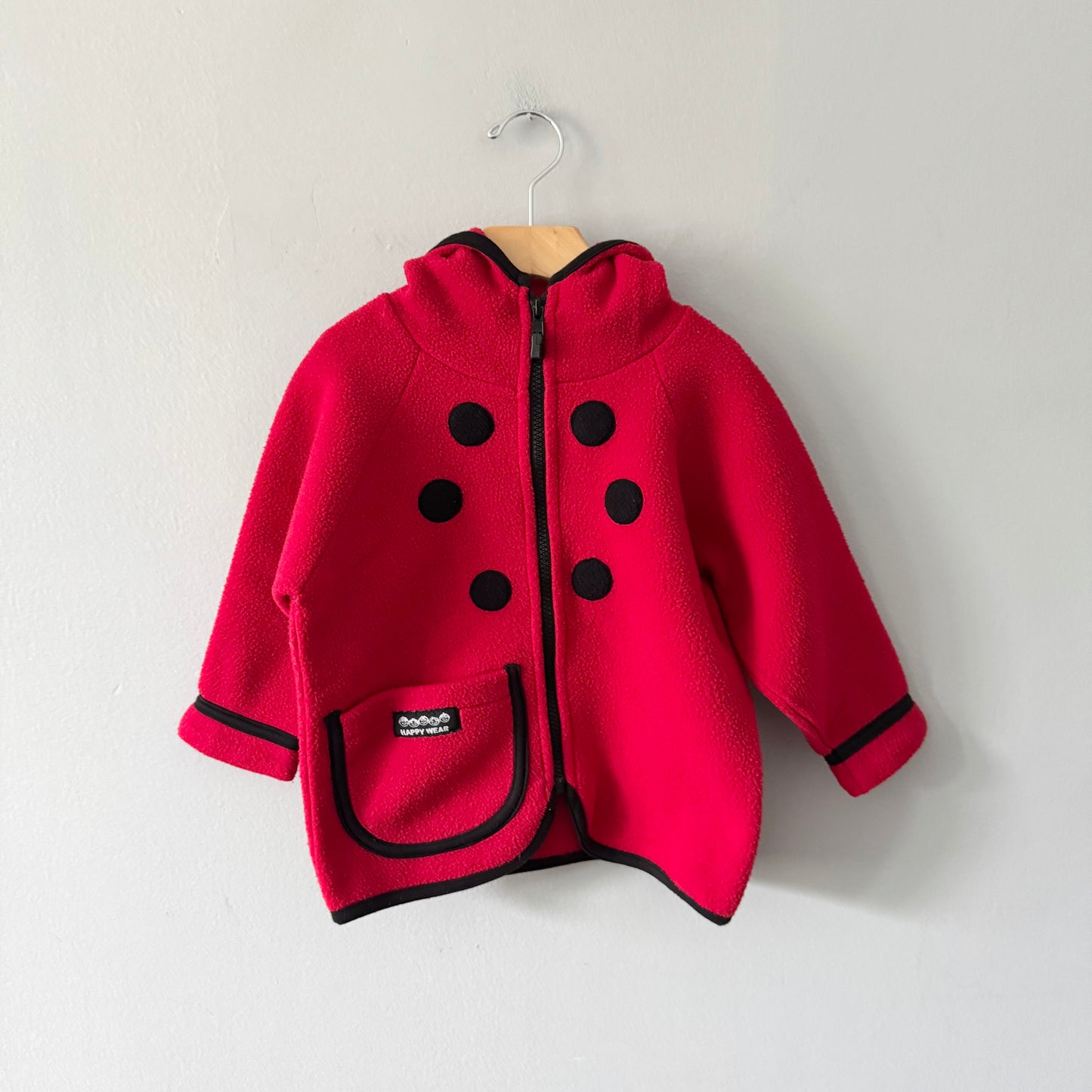 Little Things by Anna / Red ladybug fleece jacket / 4-5Y