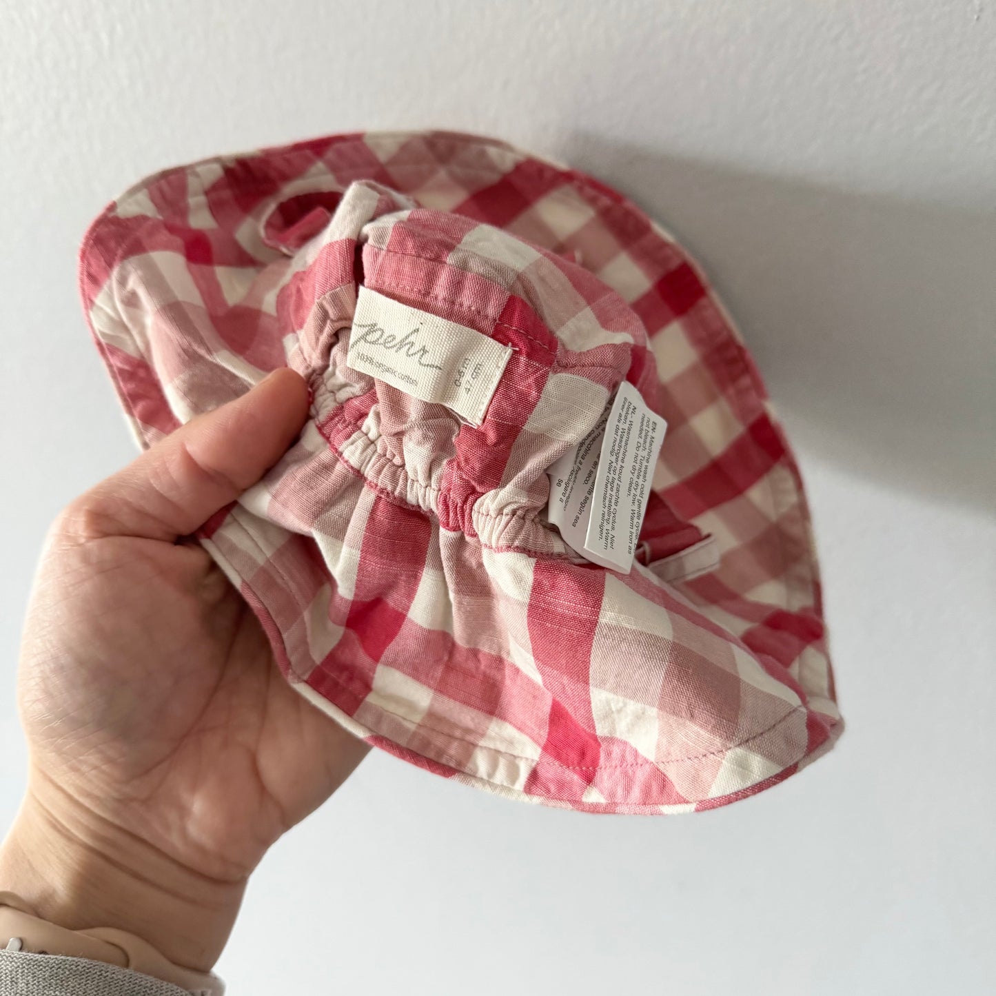 Pehr / Chapeau vichy rouge et blanc / 0-6M