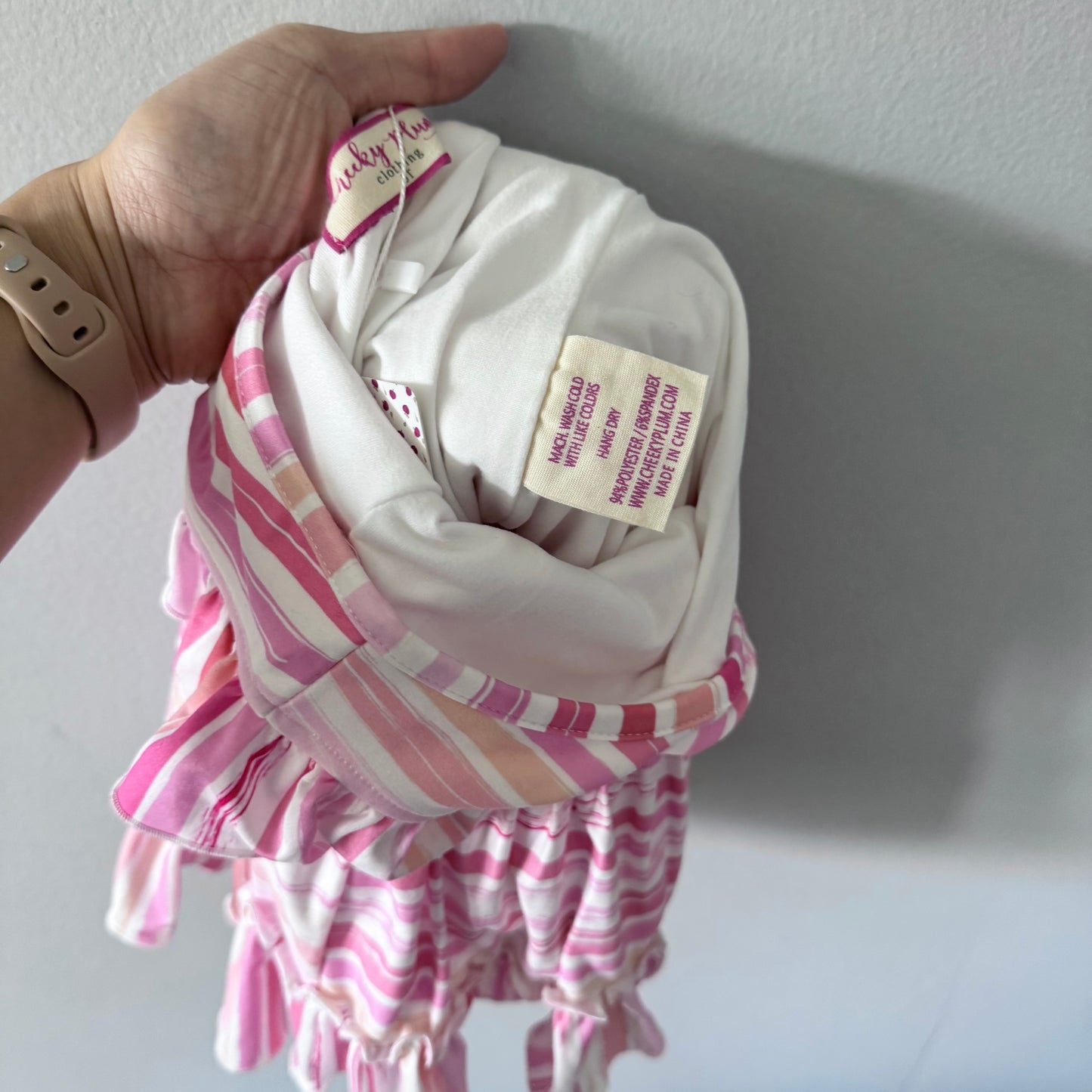 Cheeky Plum Clothing / Maillot de bain rayé rose / 5T - Neuf avec étiquette
