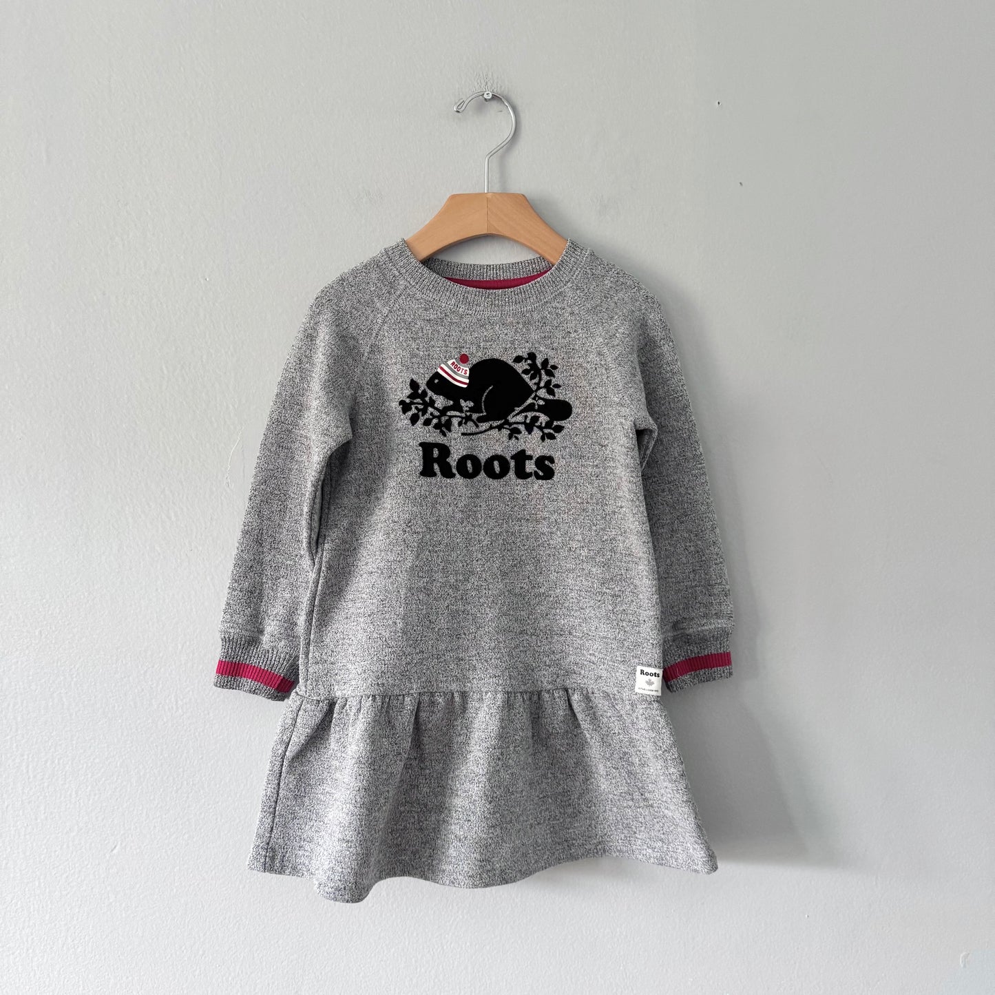 Roots / Salt and pepper crew dress / 3T