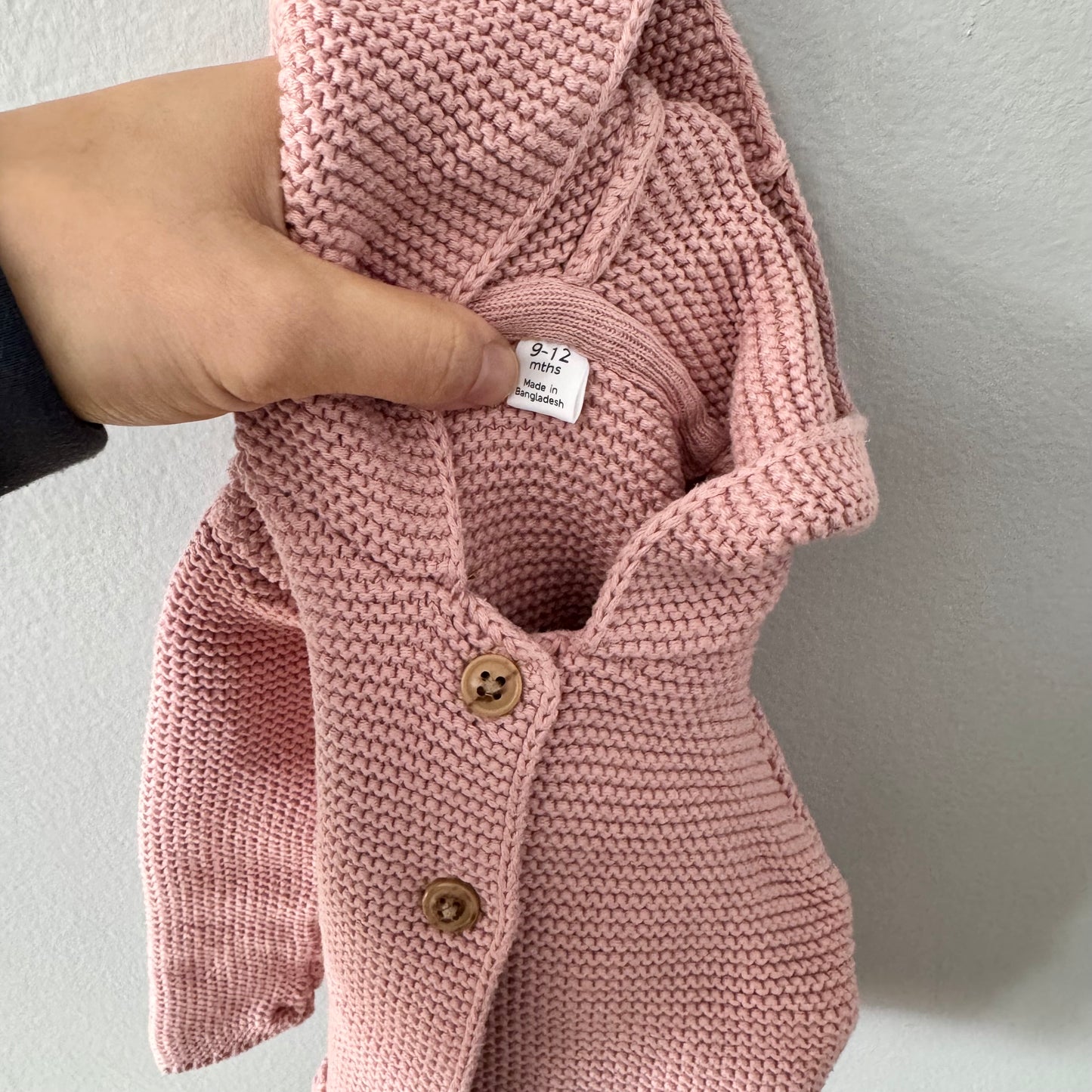 M&S / Pink cotton knit cardigan / 9-12M