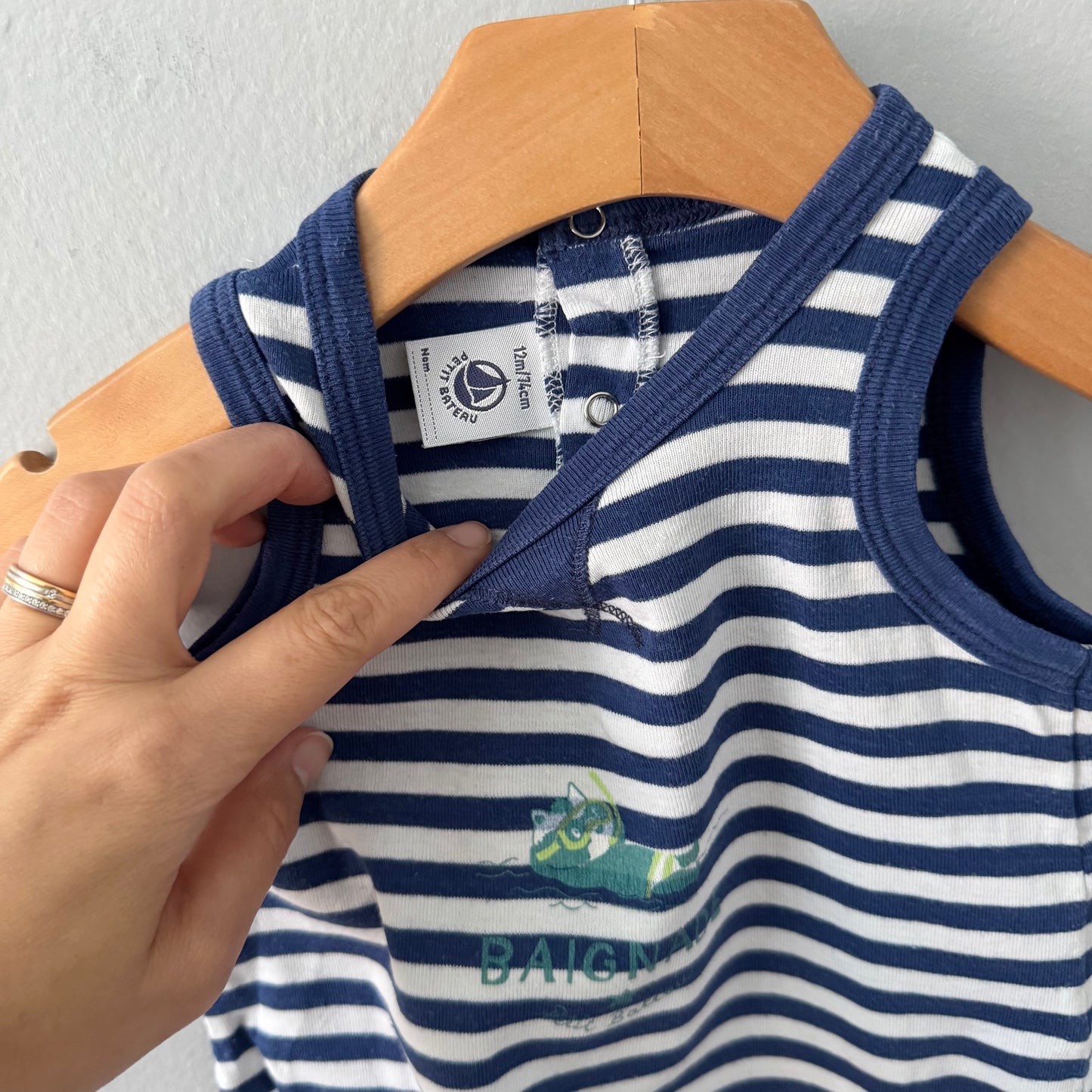 Petit Bateau / Striped tank romper / 12M