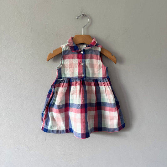 H&M / Pink navy check dress / 6-9M