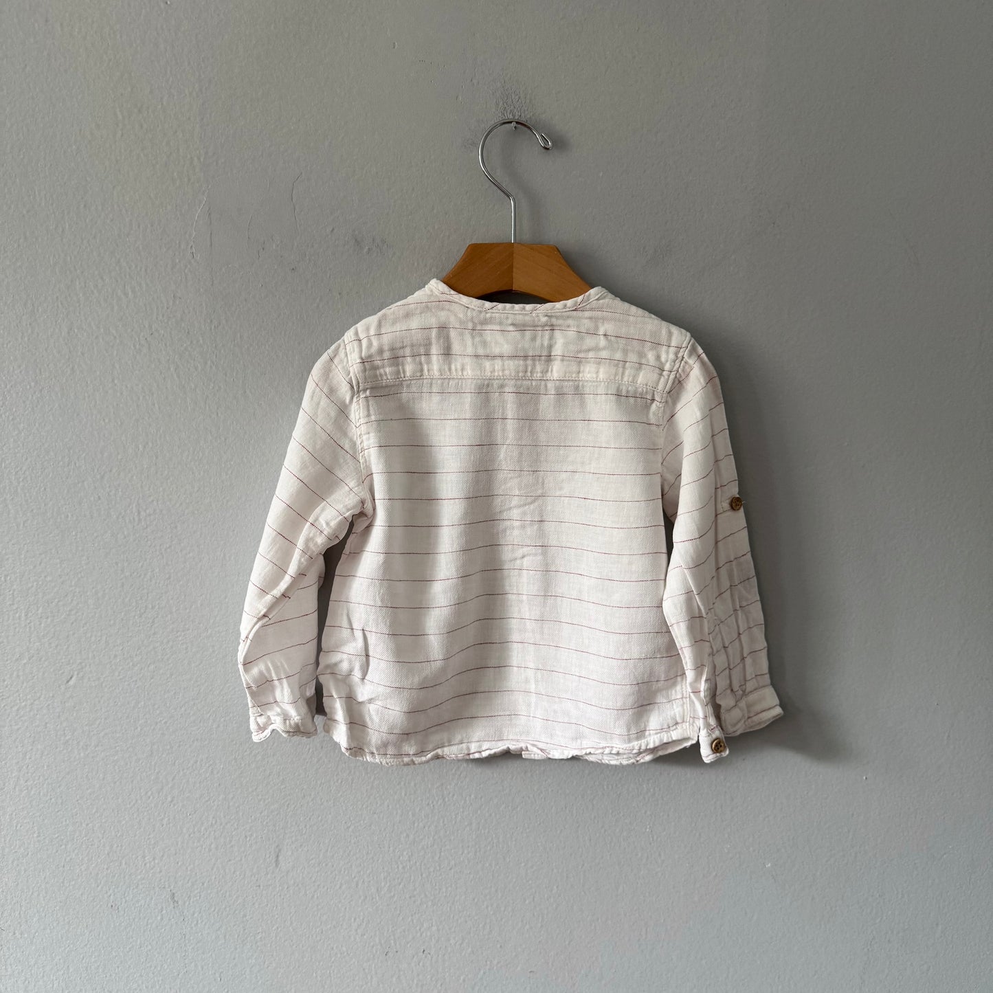 Zara / White x red stripe shirt / 18-24M