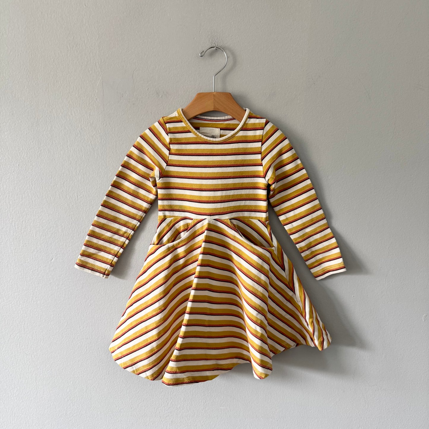 Vignette / Yellow stripe twirl dress / 2Y