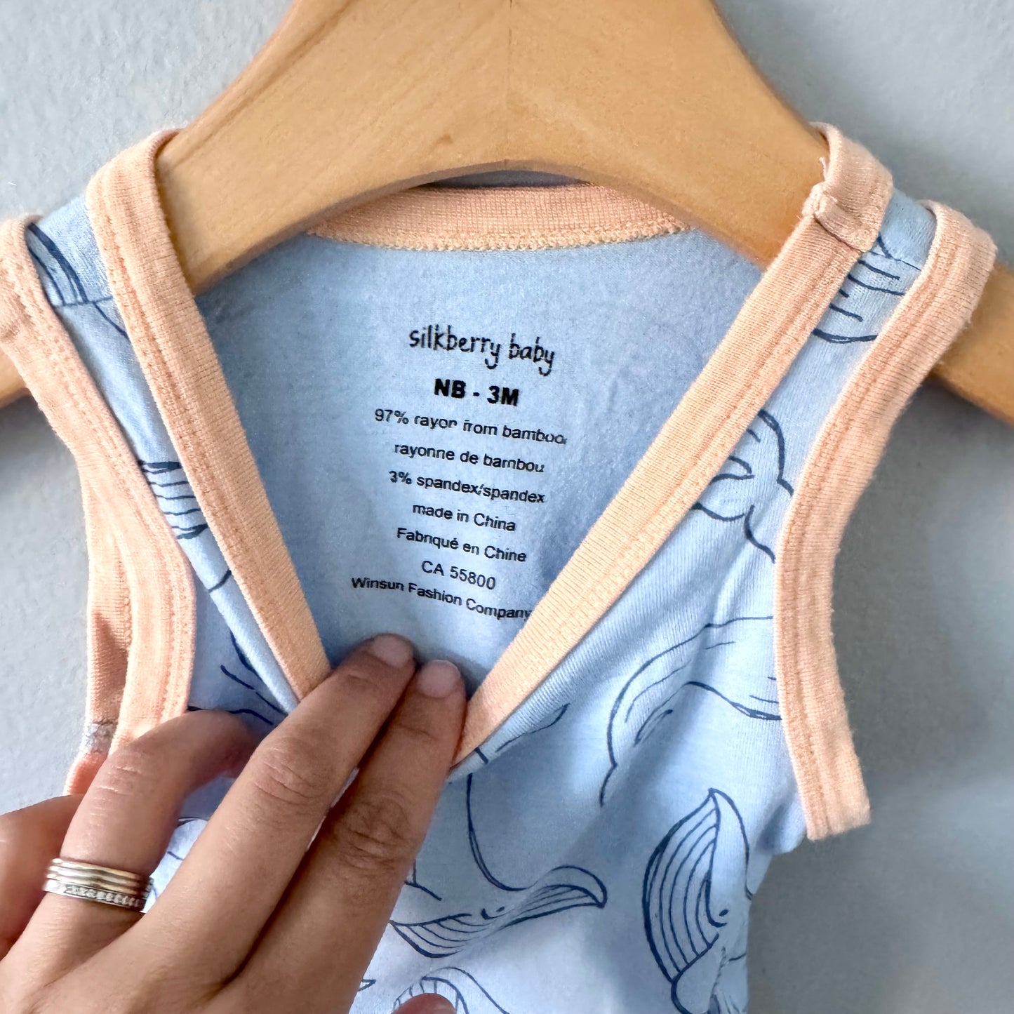 Silkberry baby / Blue whale tank onesie / 0-3M
