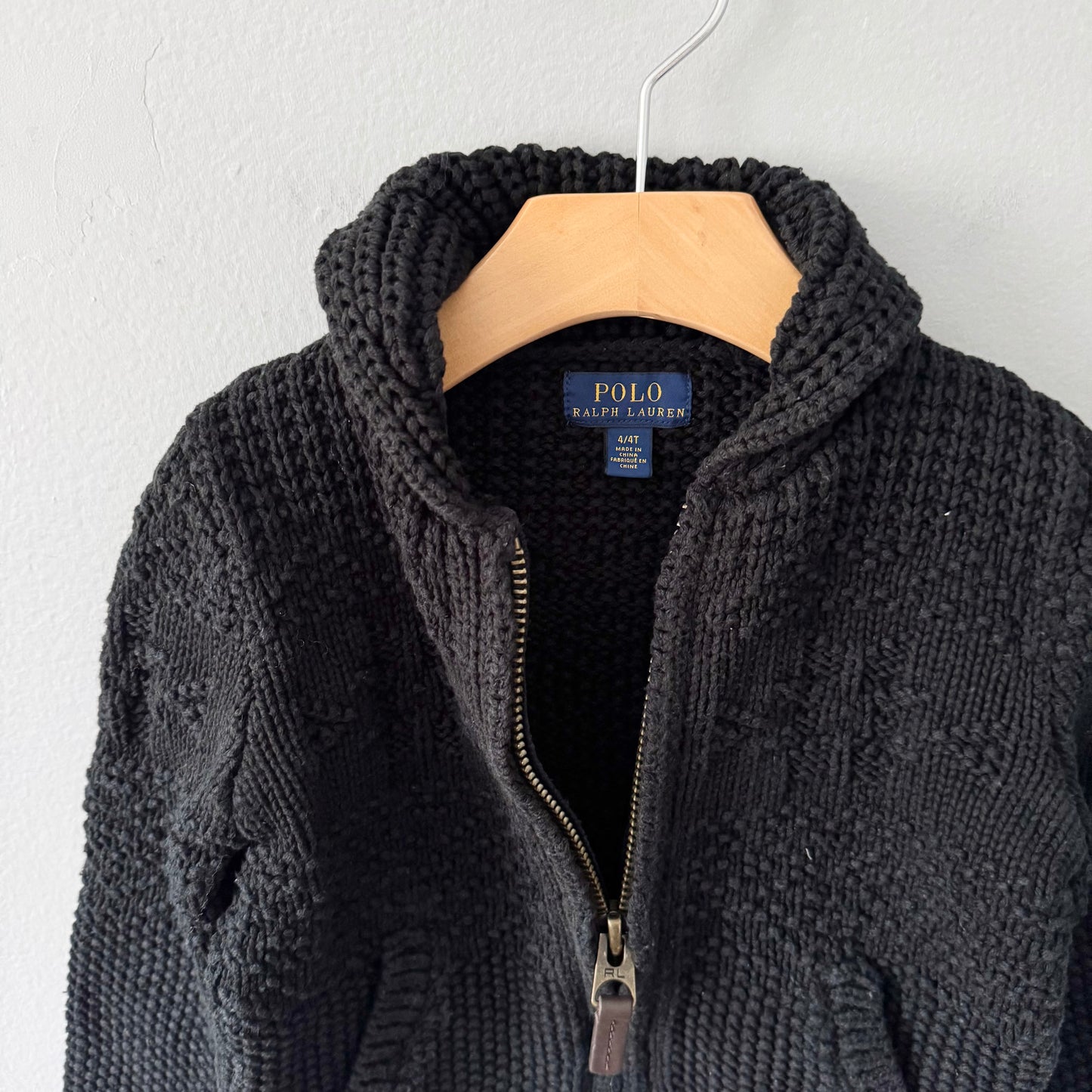 Polo Ralph Lauren / Black cotton x linen knit jacket / 4T