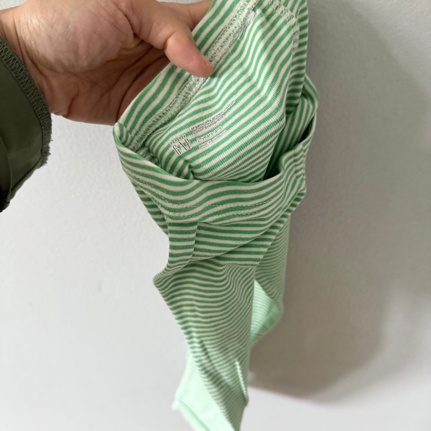 Gap / White green stripe pants / 2Y