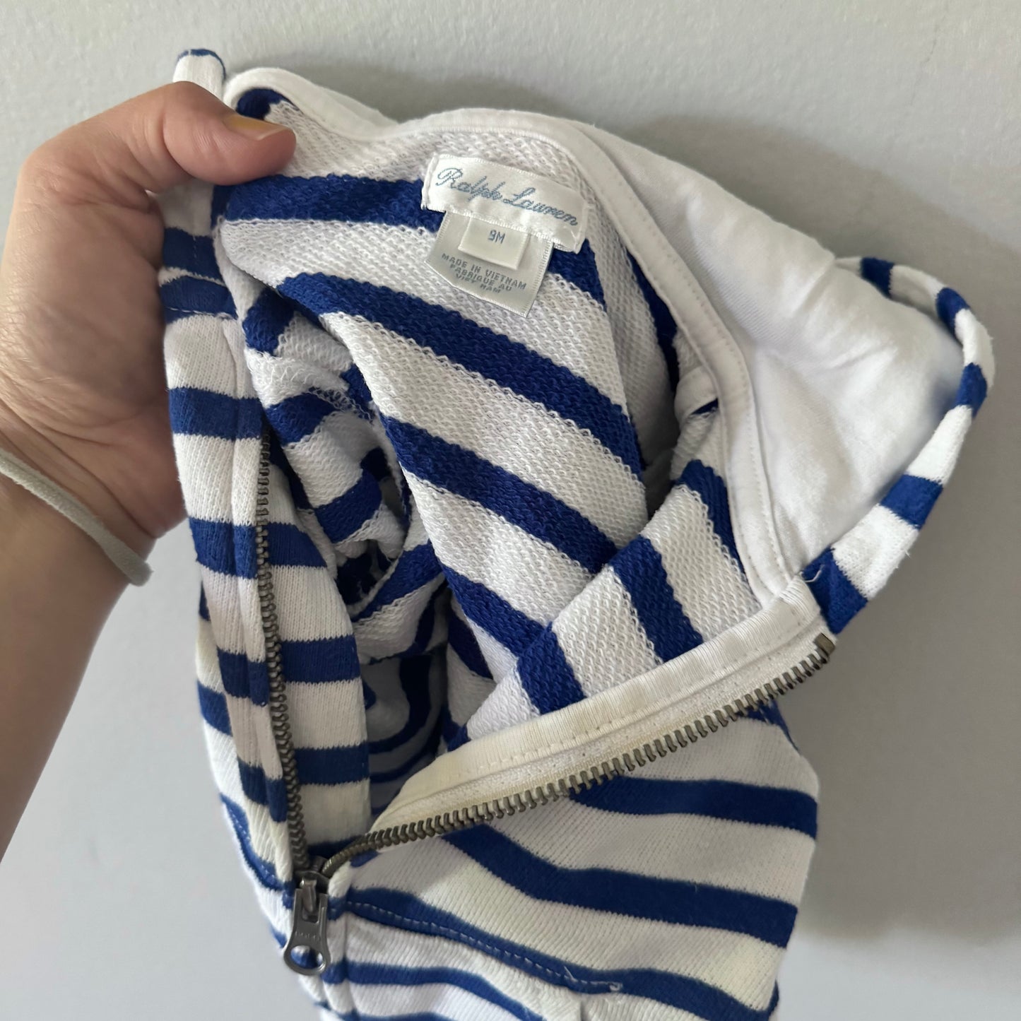 Polo Ralph Lauren / White blue stripe zip up hoodie / 9M