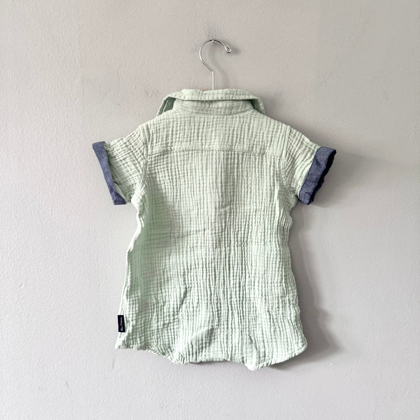 Ben Sherman / Light green muslin romper / 12M