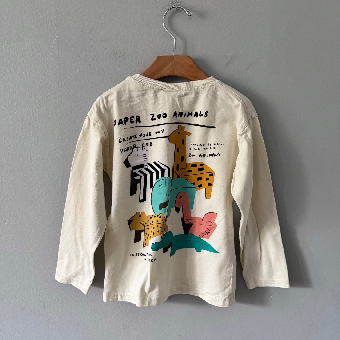 Zara / Paper zoo animals long sleeve / 5-6Y