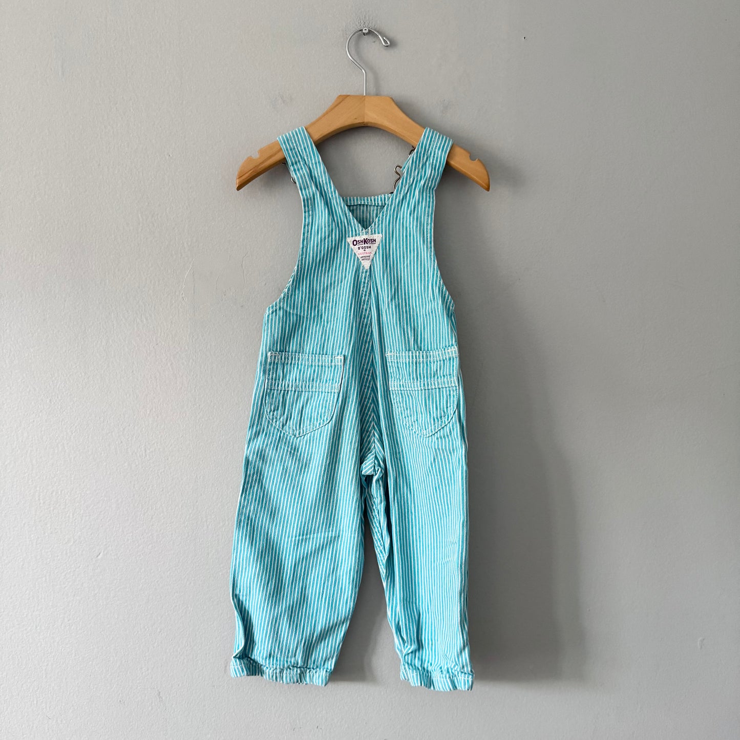 Vintage Oshkosh / Blue stripe denim overall / 2Y