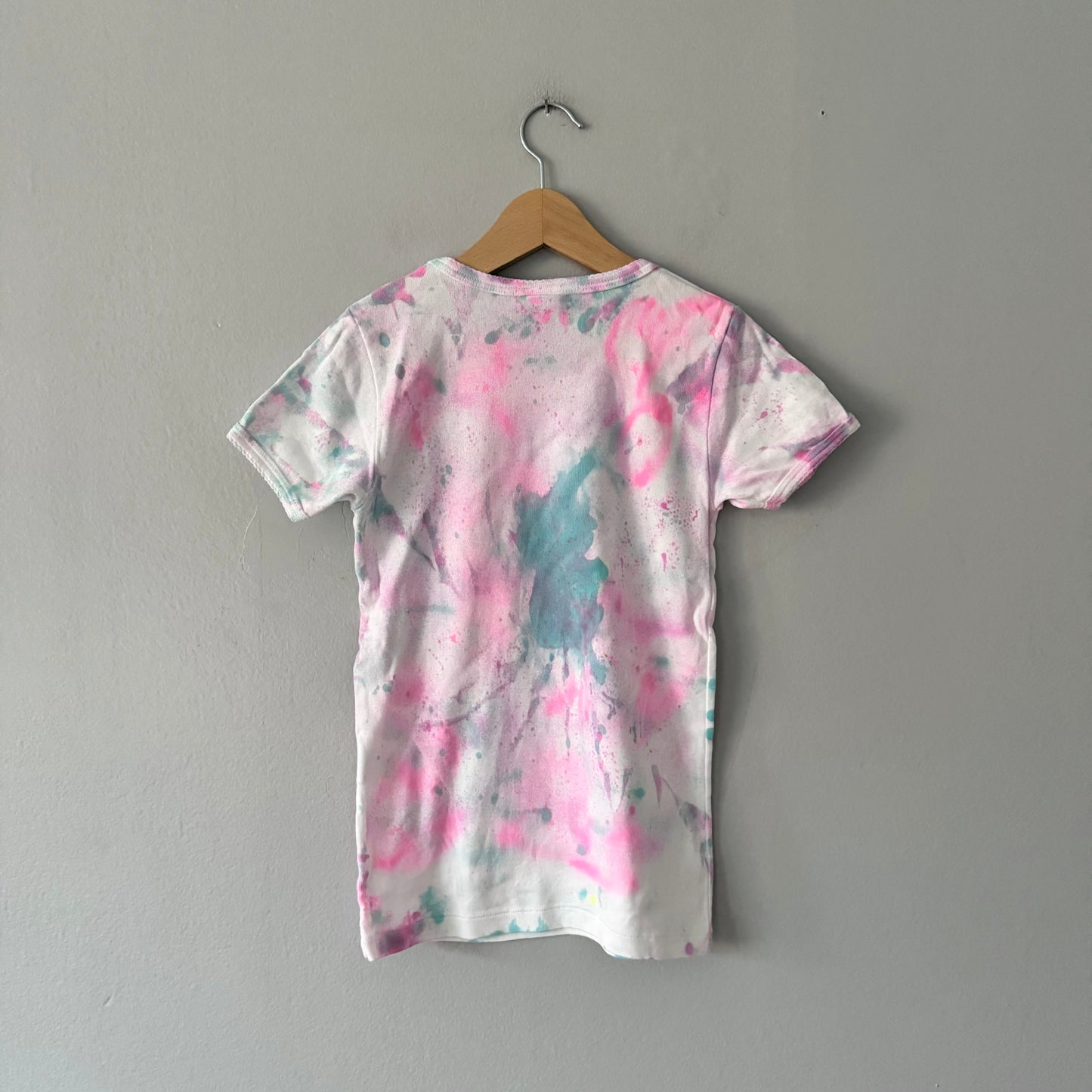 Petit Bateau / White x pink x blue short sleeve top / 10Y
