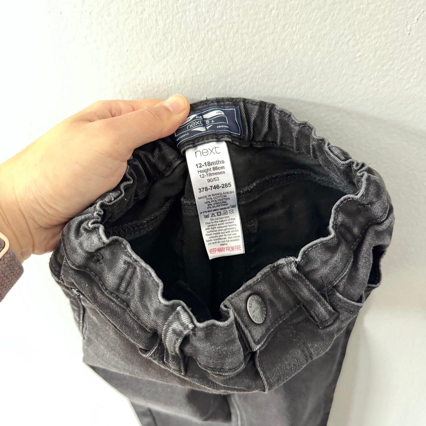 Next / Black denim / 12-18M