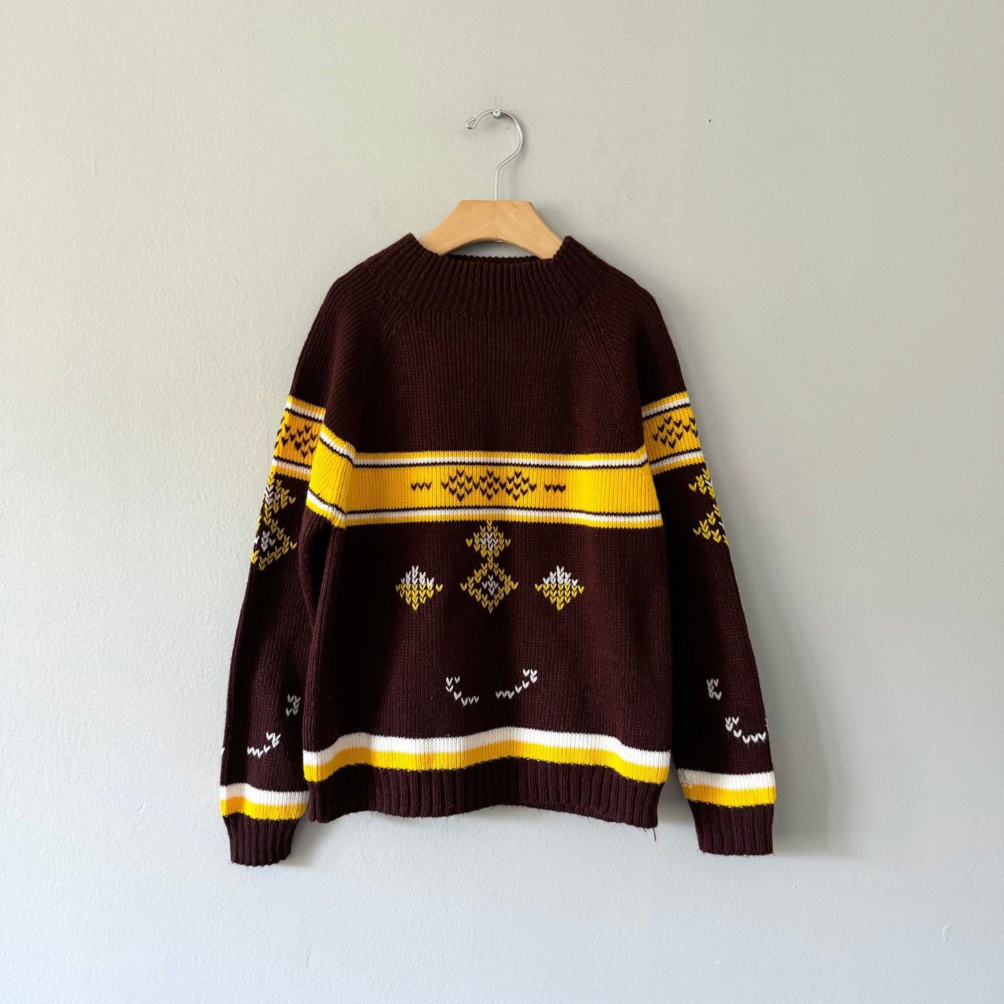 Vintage / Brown acrylic knit sweater / 6-7Y