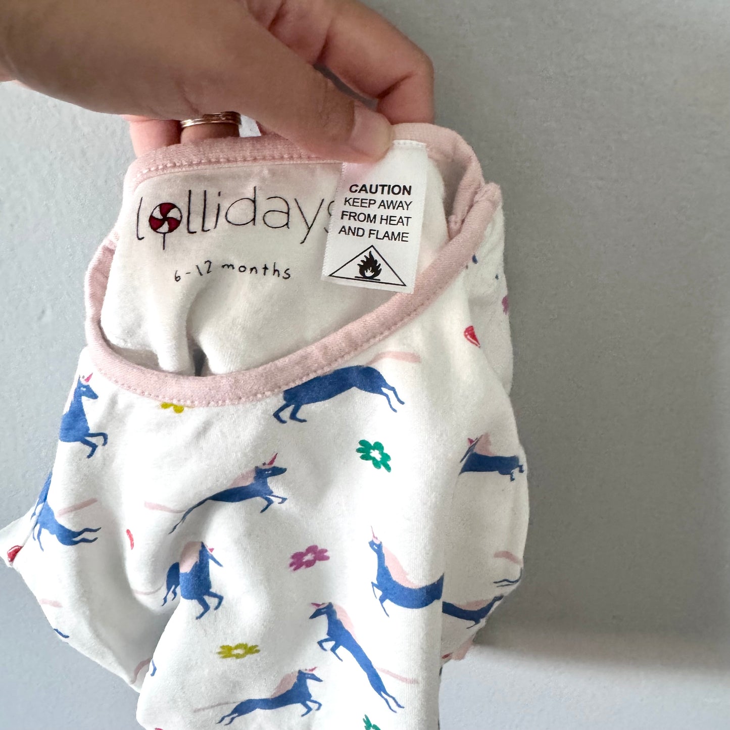 Lollidays / White x unicorn long sleeve top / 6-12M