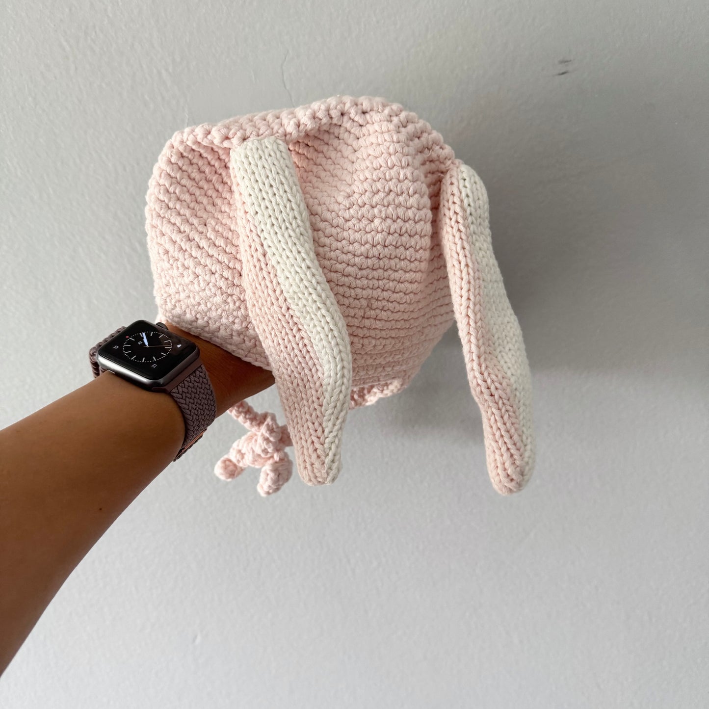 Beba Bean / Light pink rabbit knit hat / 3-6M