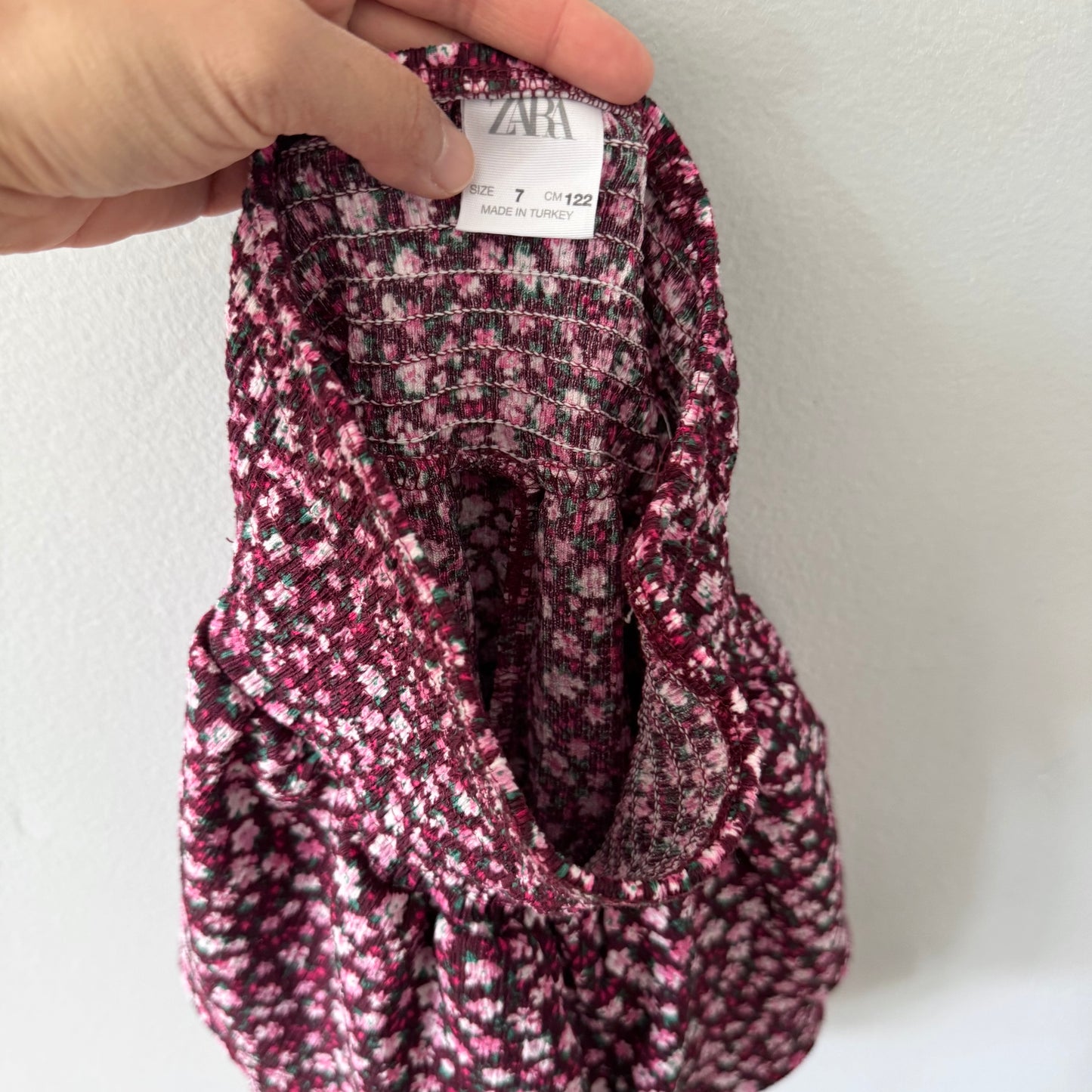 Zara / Burgundy x floral skirt / 7Y