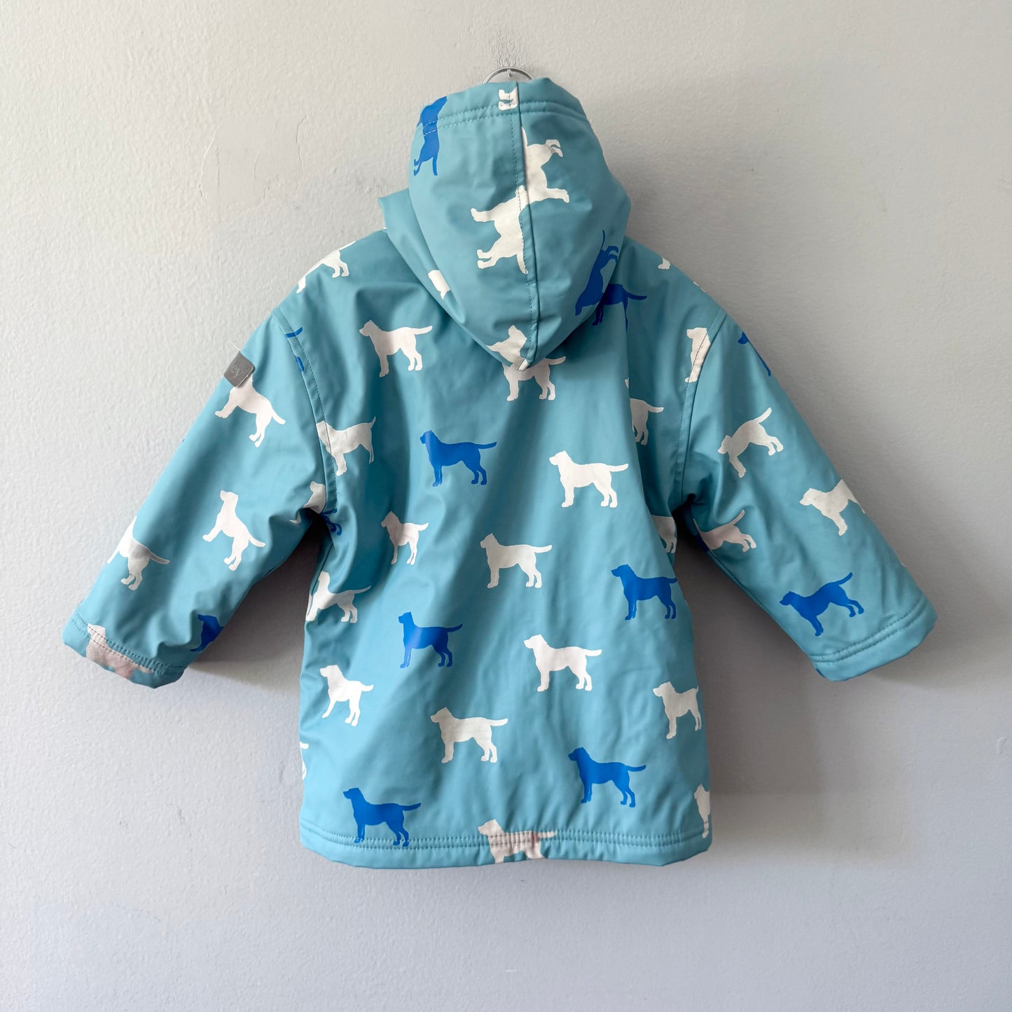 Hatley / Light blue sherpa lined rain jacket / 3Y