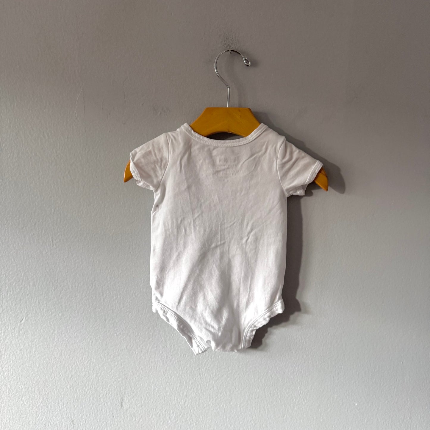 Indigo baby / White organic cotton onesie / 3-6M