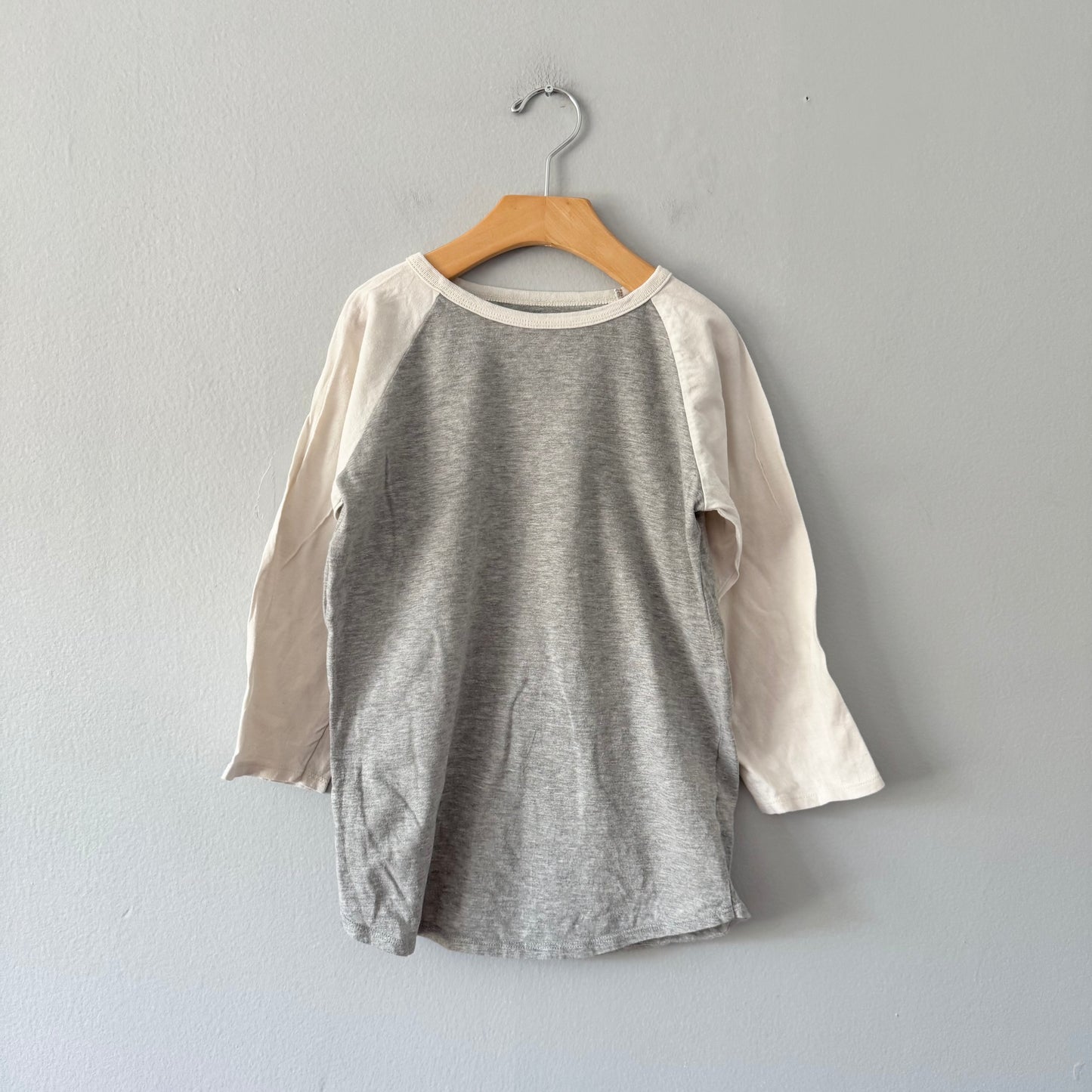 Mini mioche / White x light grey raglan tee / 11-12Y
