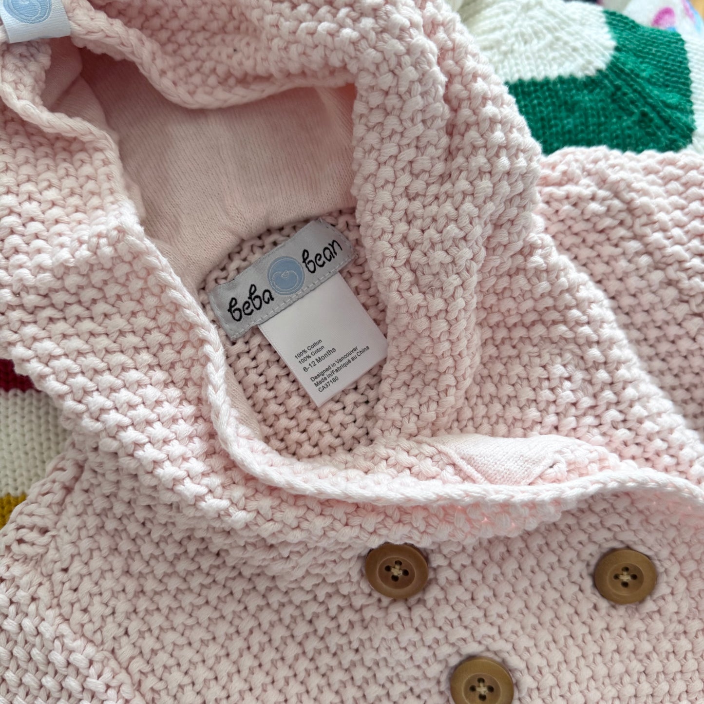 Beba bean / Light pink knit jacket / 6-12M