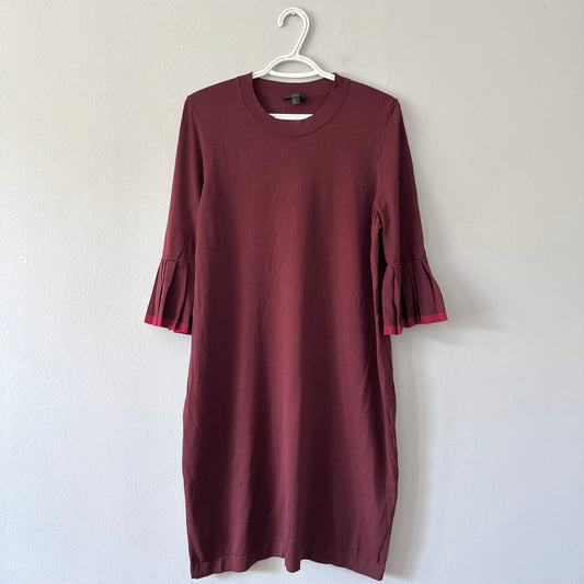 COS / Burgundy ruffle sleeve dress / Women L