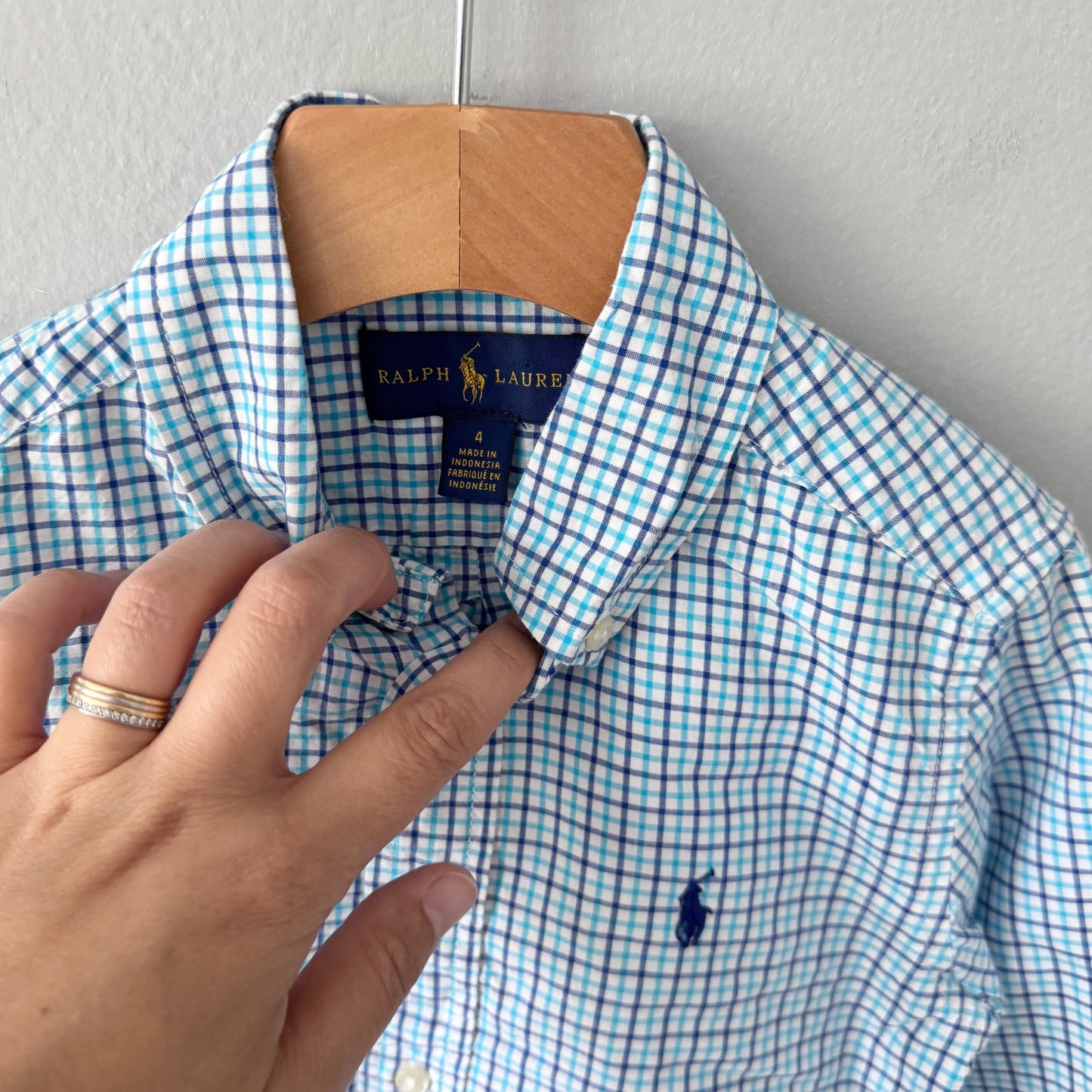 Polo Ralph Lauren / Blue checked dress shirt / 4Y