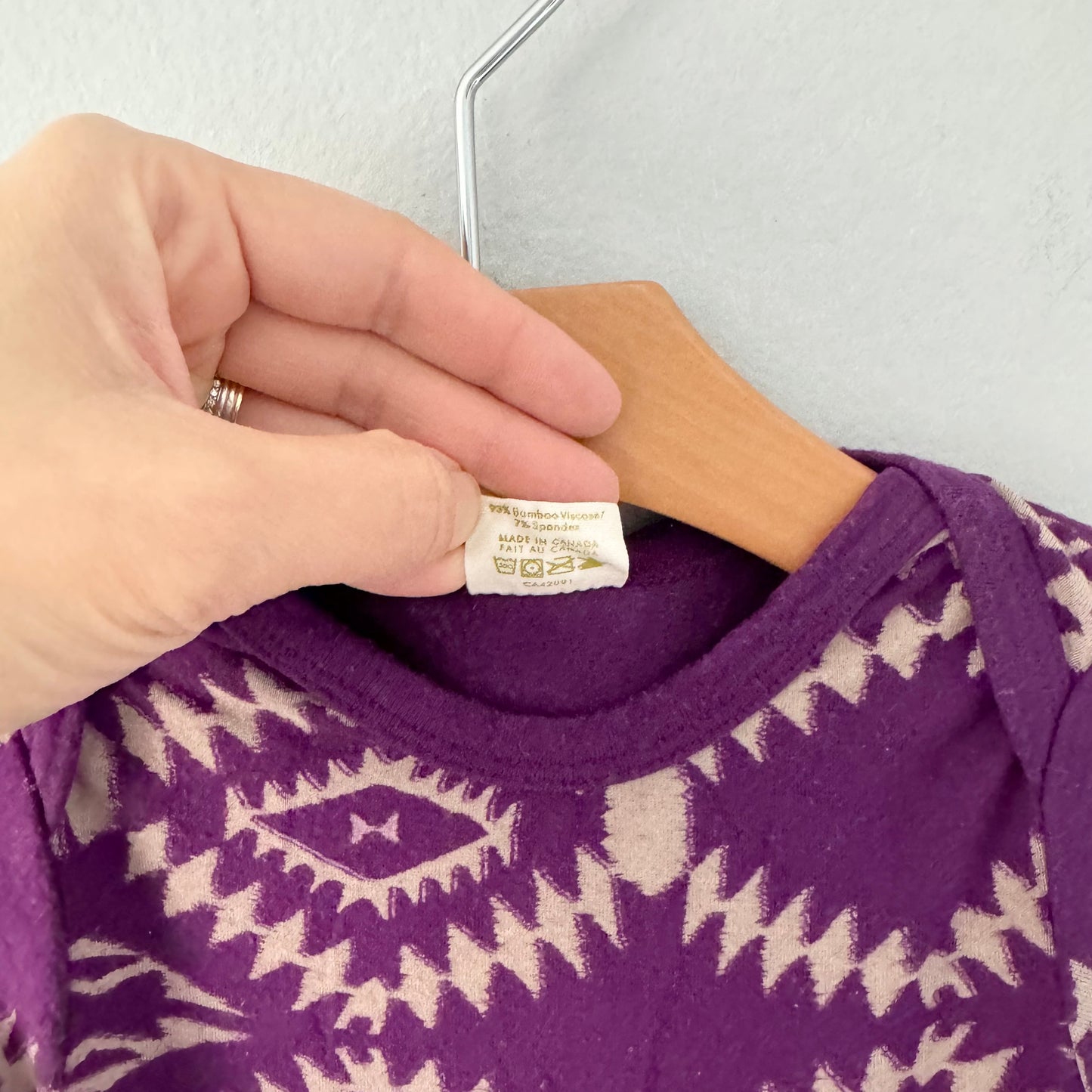 This is J / Purple bamboo viscose romper / 12-18M